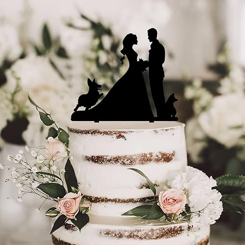 Decoración para tartas con silueta de perro y gato Corgi, decoración personalizada para tartas de mascotas, decoración de tartas para bodas, disponible en Yaxa Venezuela