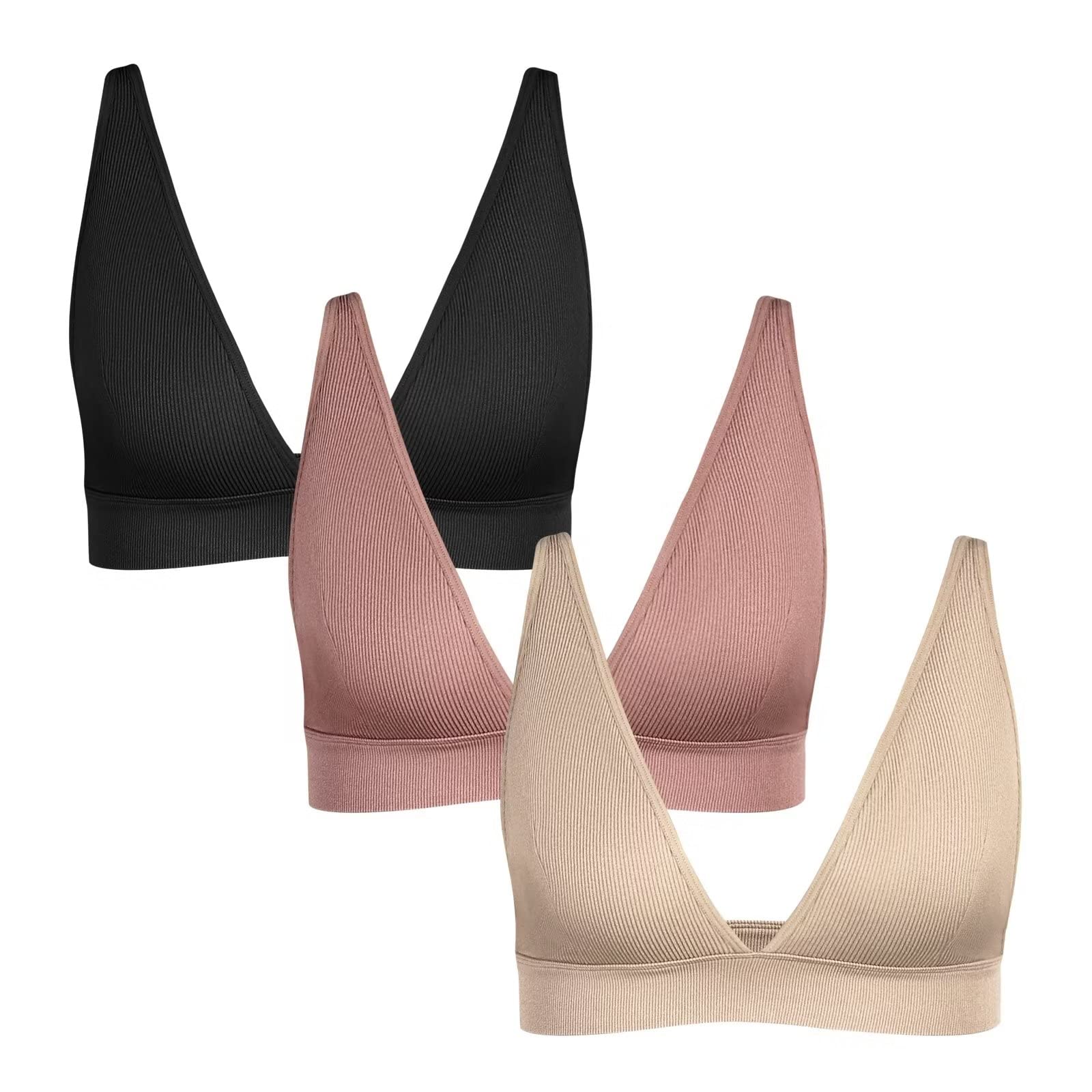 5-Pack Women’s Wireless Bralettes – Seamless, Light Support, Removable Padding