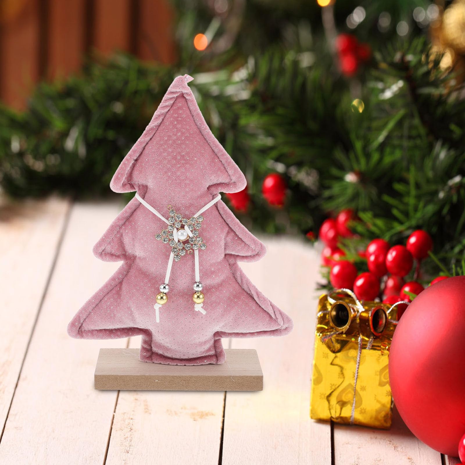 Toyvian 5 Piezas Árbol de Navidad de Mesa Rosa, Figura Decorativa Navideña