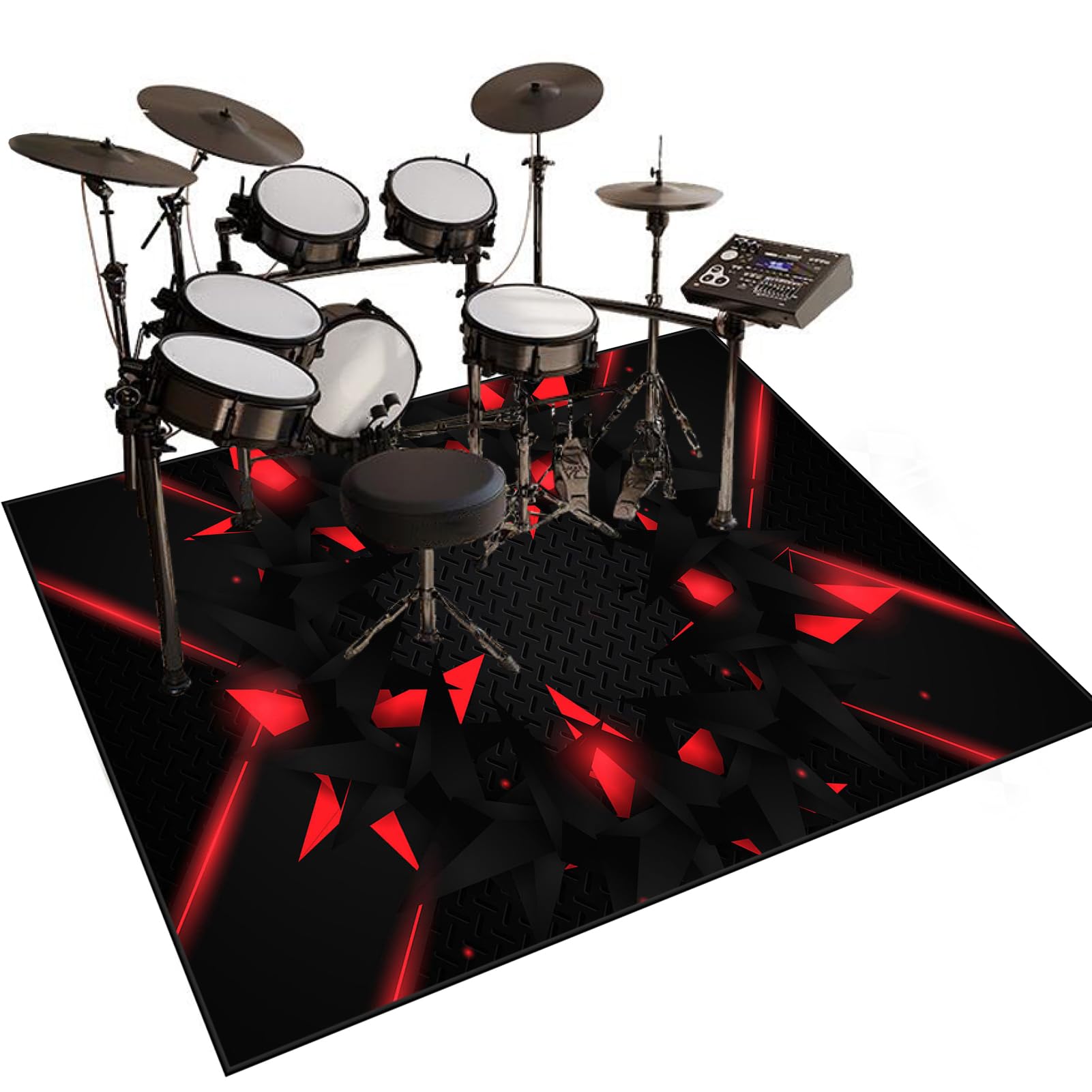Qesjodfu Soundproof Mat For Electronic Drums, Drum Mat, Drum Rug Non-Slip Drum Rugs Floor Protector, Drum Mats For Drum Accessories, Piano, Electronic Drums, Electric Drum Kit Drum Carpet 120 x 80 cm