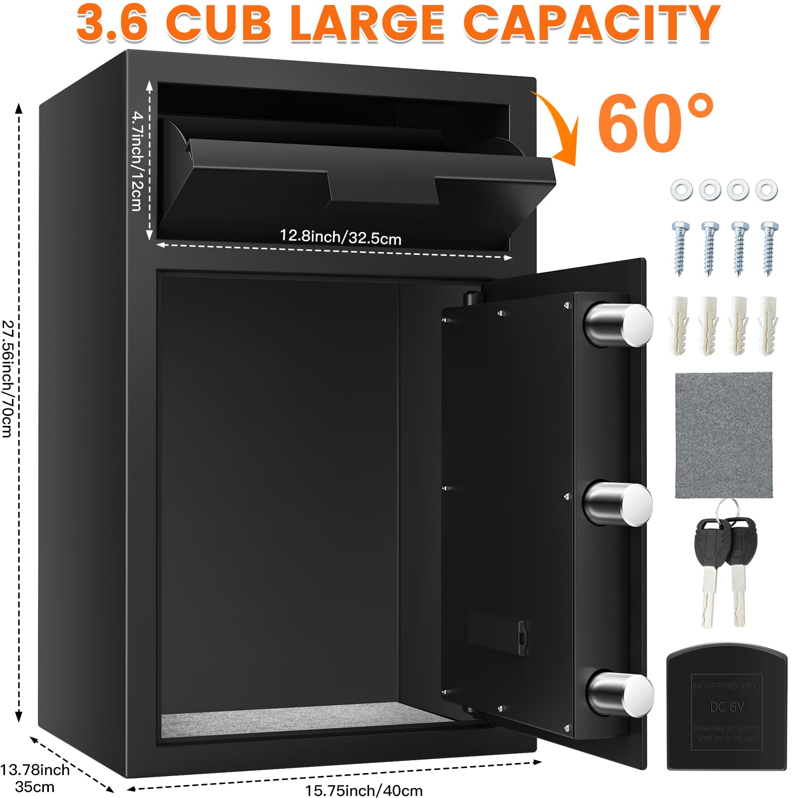 Snapklik.com : 2.5 Cu Ft Large Home Safe - Fireproof Waterproof