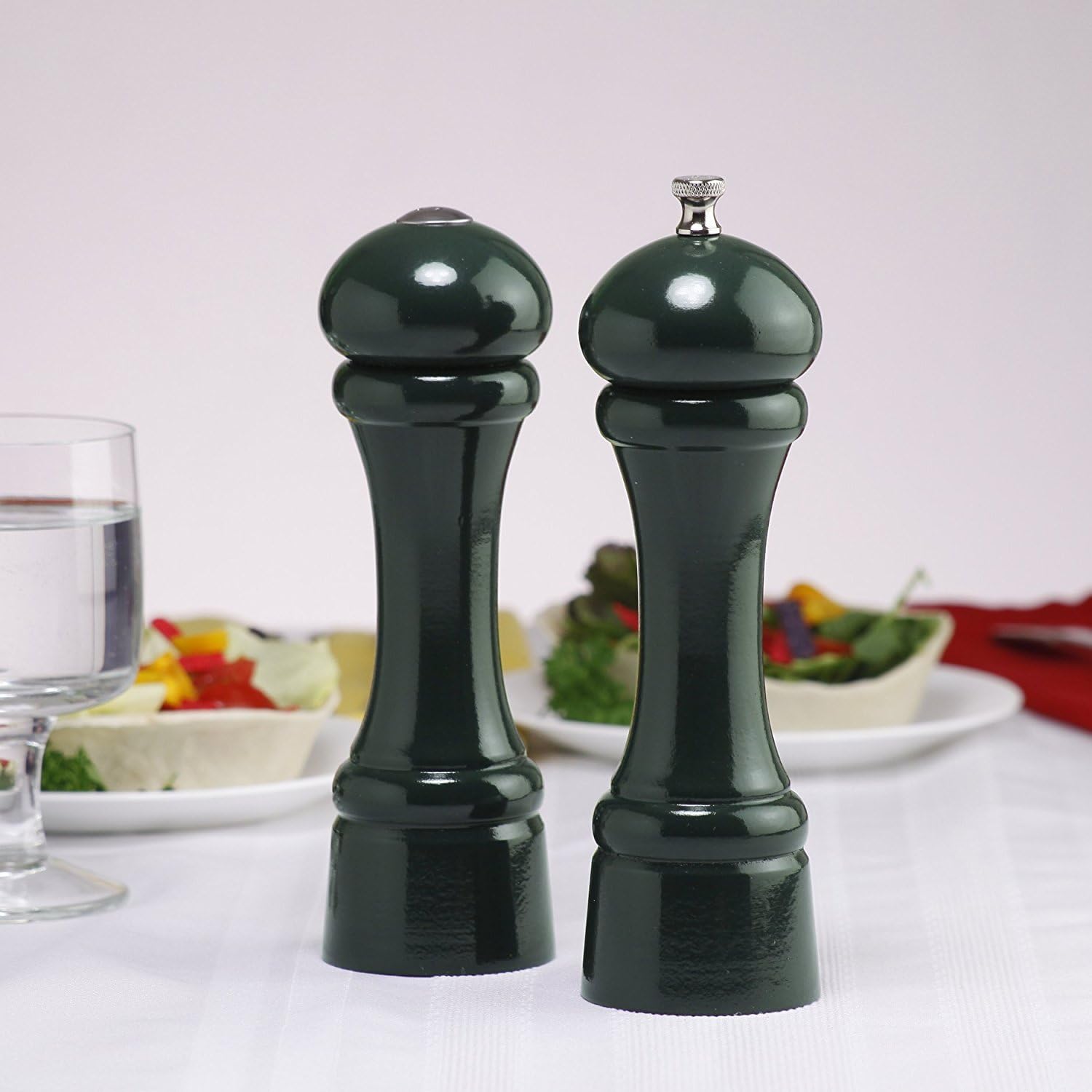 Chef Specialties 8 Inch Windsor Pepper Mill and Salt Shaker Set - Forest Green