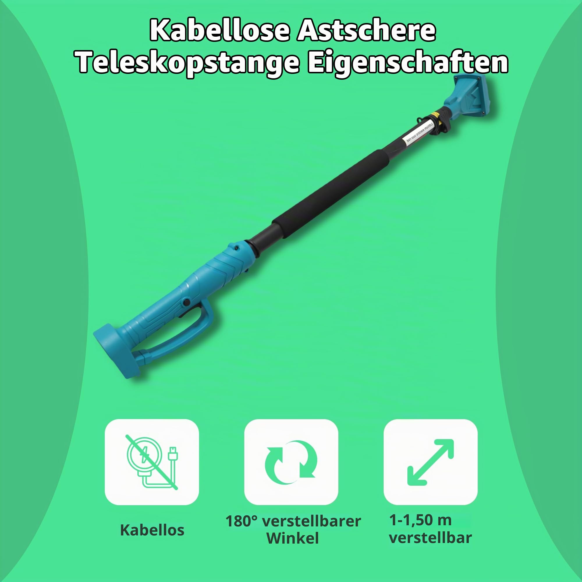 1.5 M Hohe Astschere, VerläNgerungsstange FüR Umfangreiche Schnittarbeiten Mit Elektro-KettensäGen Und Astscheren, 180° Verstellbarer Winkel Blaue Astschere VerläNgerungsstange Adaptierbarer Bl18