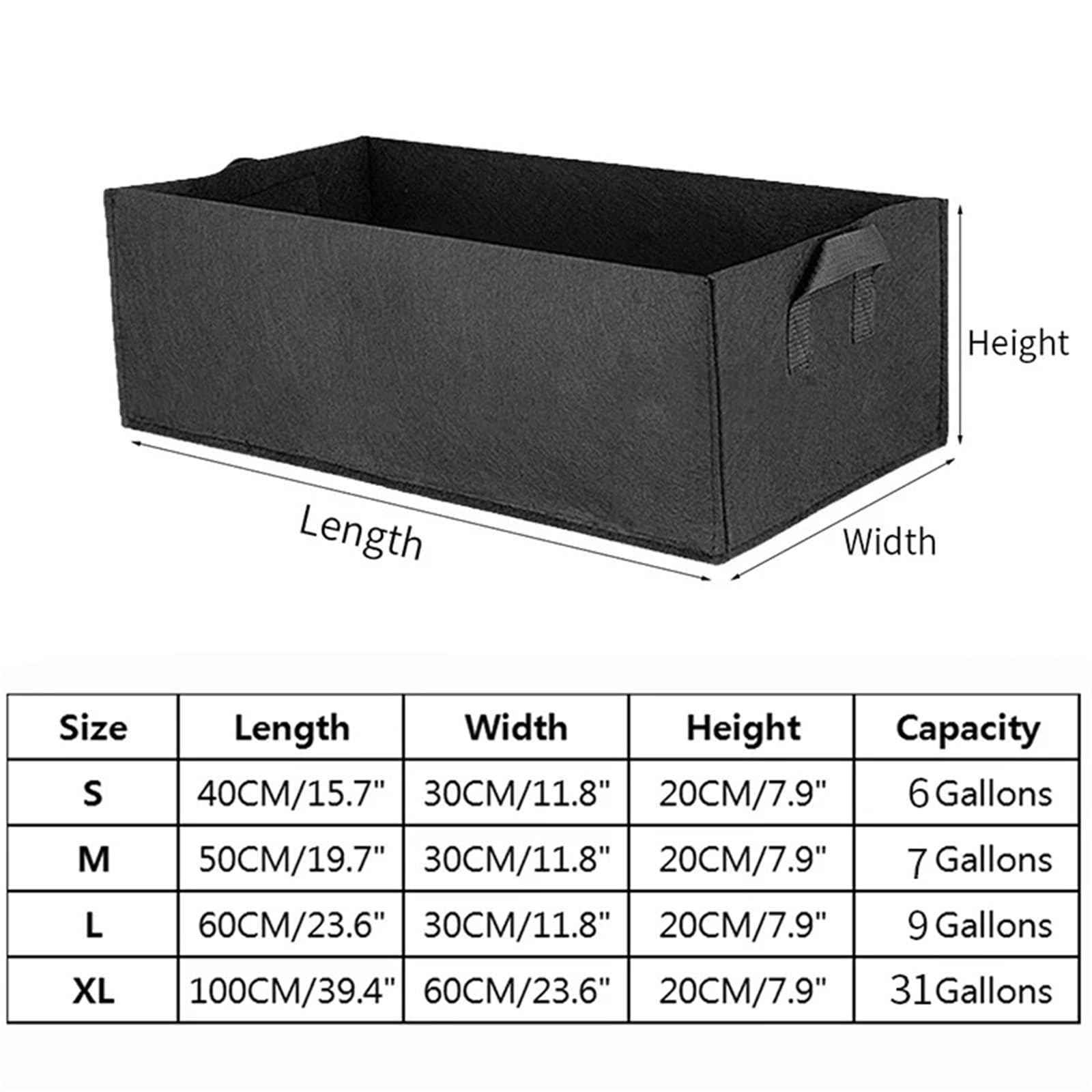 2 uds Bolsa for Plantar en jardín, for Cultivo de Fieltro, Maceta Rectangular for vivero, for Flores al Aire Libre, contenedor for plantación Verduras para Cultivar Frutas(Green,31Gallons100x60x20cm)