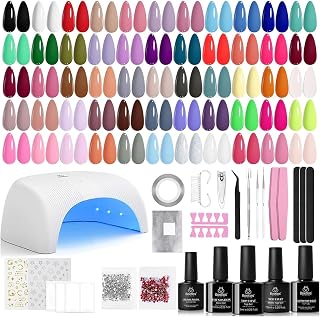 Beetles Gel Nail Polish Kit with UV Light - 80Pcs 55 Colors Starter Set, Base Top Coat, Tools for DIY Home Manicure Women Teens Girls