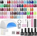 Beetles Gel Nail Polish Kit with U V Light - 80Pcs Color Enchantment 55 Colors Gel Polish Starter Kit with Base Top Coat DIY Nails Supply Stickers Manicure Tools Christmas Gift for Women Teens Girls