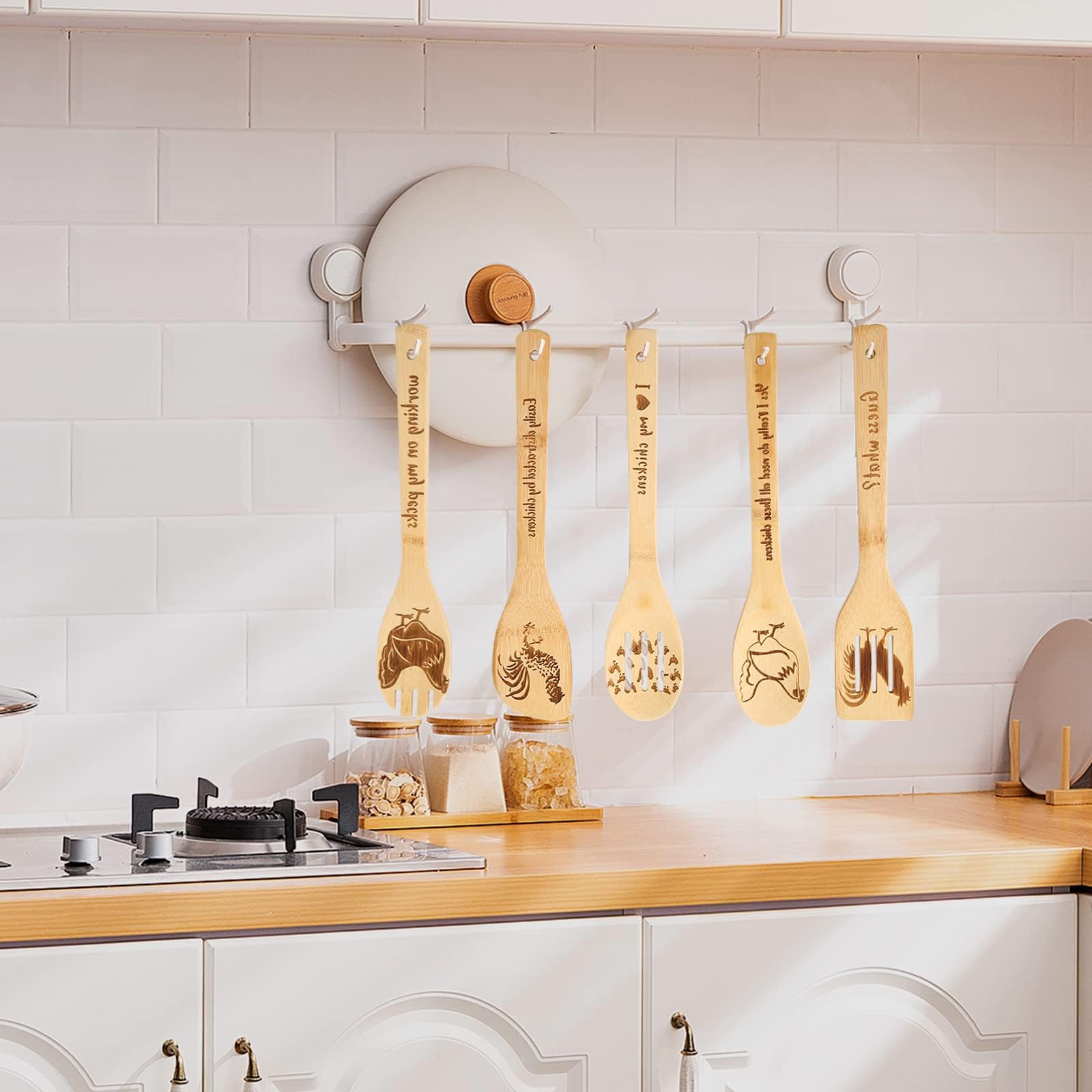 Chicken Wooden Spoons for Cooking Mothers Day Chicken Decor Chicken Kitchen Accessories Rooster Kitchen Decor Farmhouse Chicken Stuff Mothers Day Chicken Gifts for Women