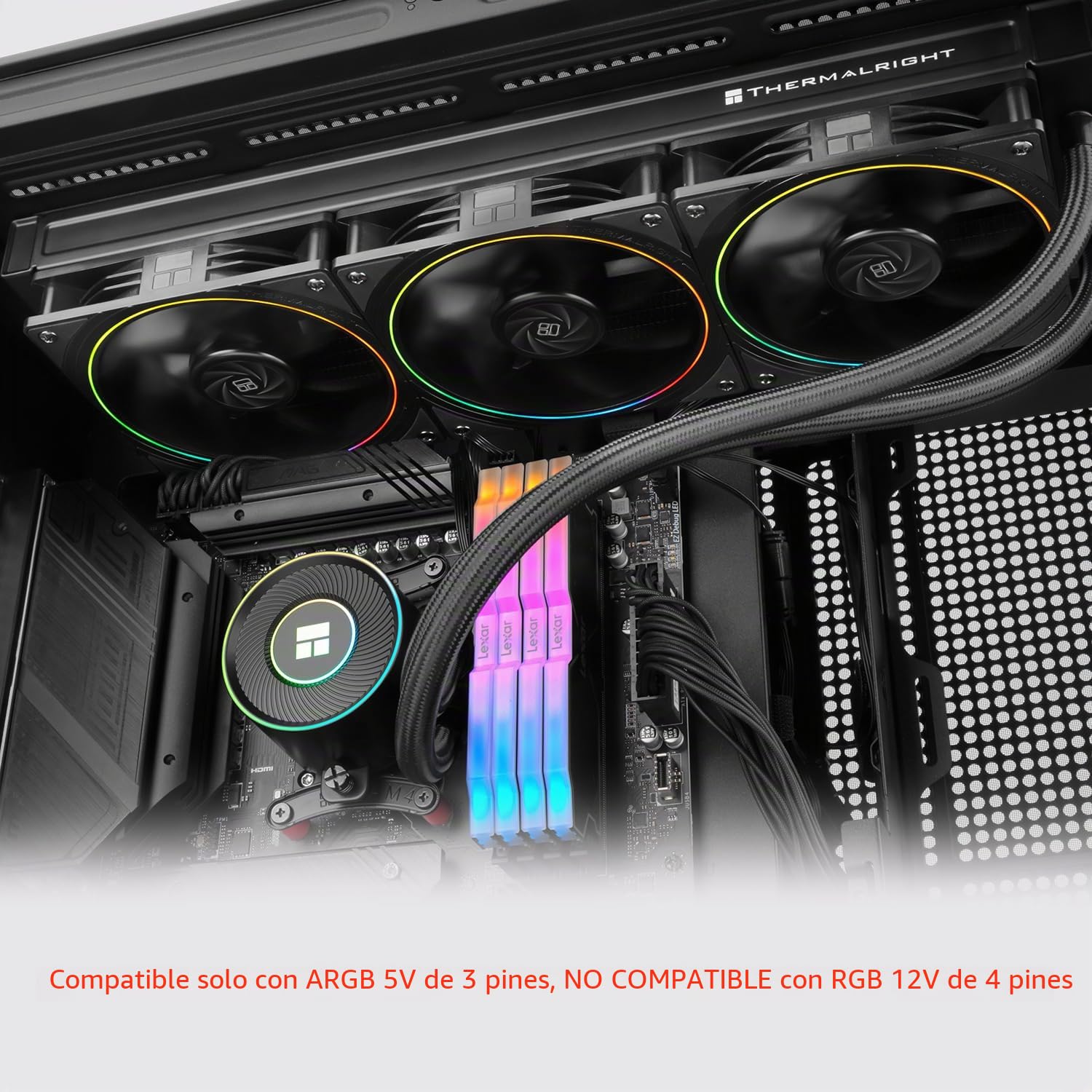 Thermalright Aqua Elite 360 V5 ARGB Negro CPU enfriador líquido, 360 tamaño de fila de enfriamiento, para AM4 / AM5, Intel LGA115X /1200/1700/1851, 360 mm AIO