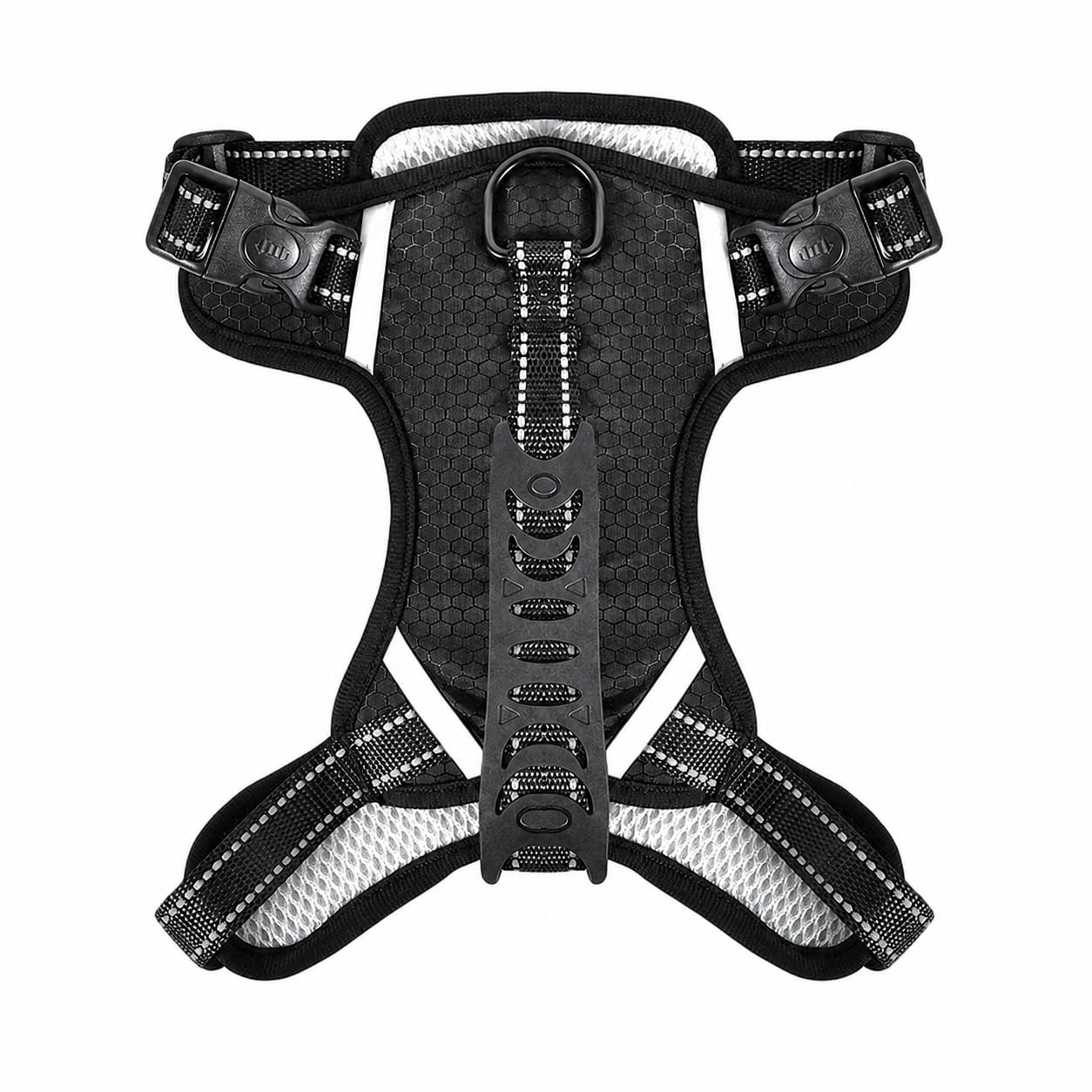 Arnés Perro Grande Mediano Antitirones, Arnés Pecho Perro Ajustable Reflectante con Asa de Control, Chaleco Acolchado Transpirable para Paseo y Entrenamiento (Negro, L)