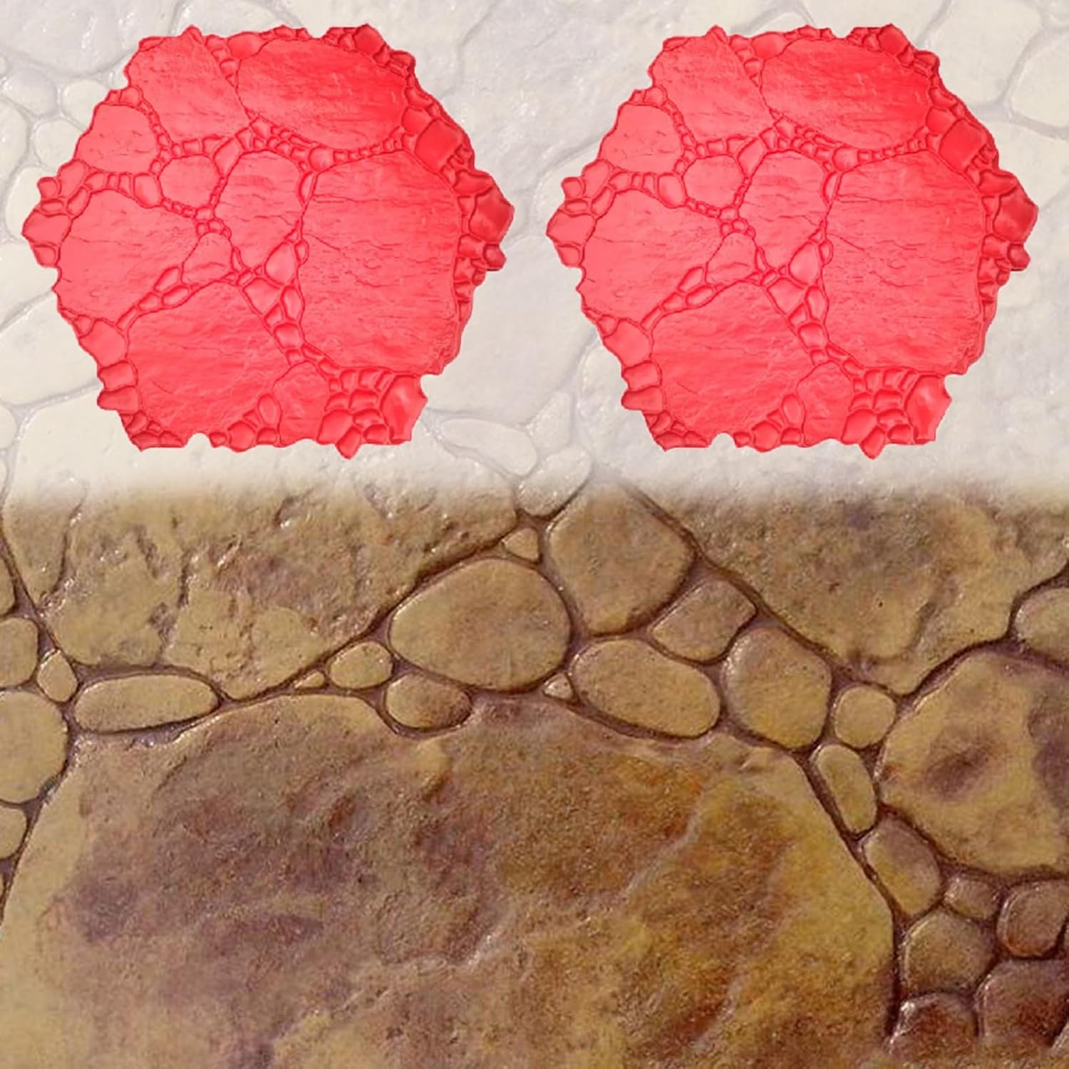 Concrete Moulds Set of 2 Pebbles Pattern Concrete Texture Mat, 120cm X 120cm Extra Large Concrete Molds for Decorative Floors, DIY Concrete Stamps