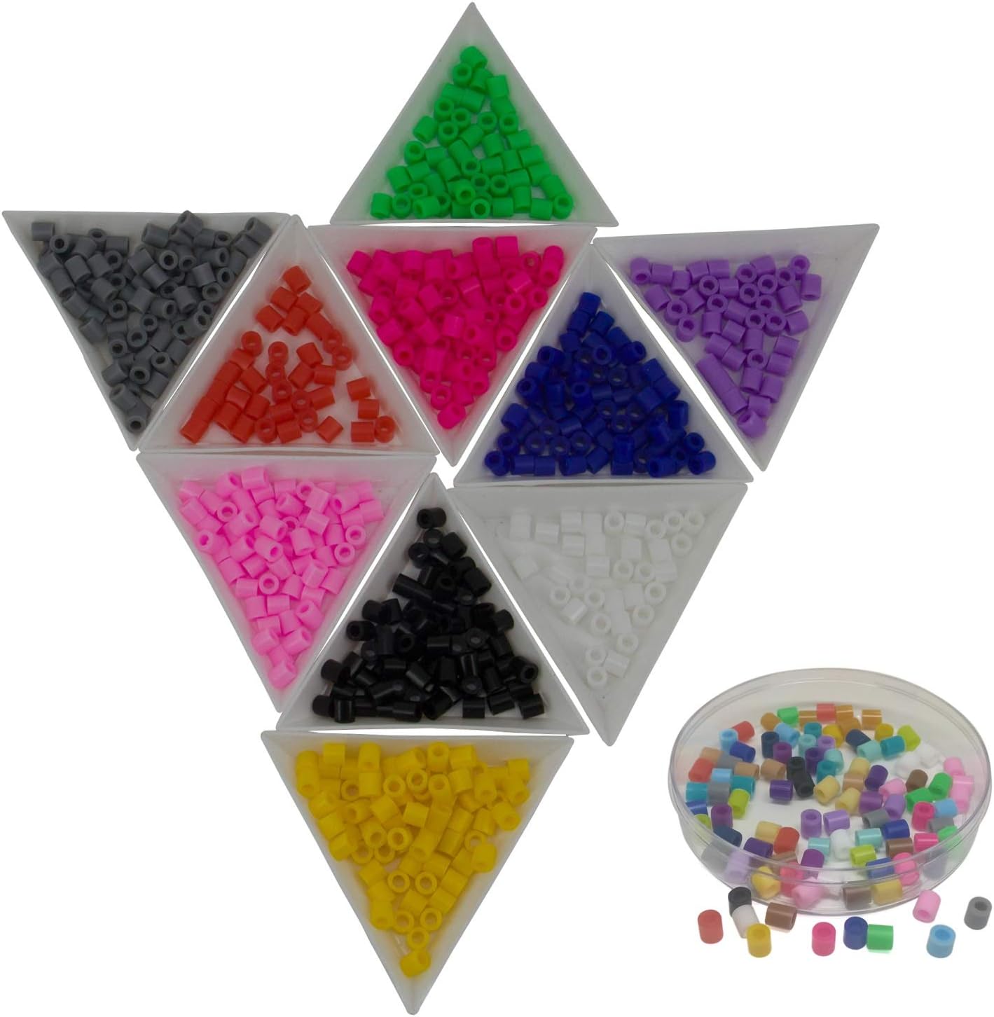 Aumni Crafts Plastic Fuse Beads (1700 Beads, 10 Colors Mix) for Aumni Crafts DIY Bead Fusion Kit Refill and All Other Brands 5x5mm Cylinder Mixed Colors (10 Grams Each Color, Total 100 Grams)