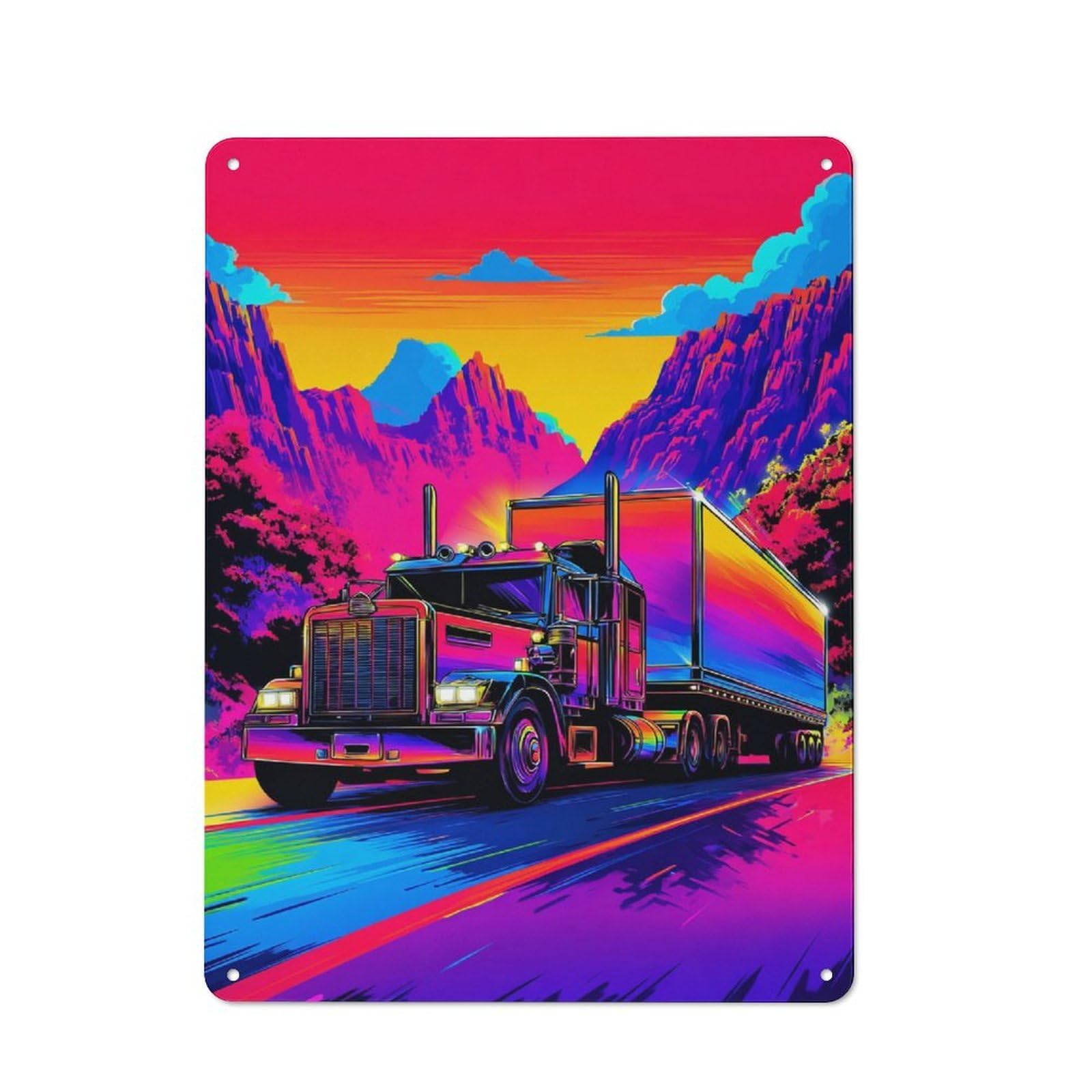 Junmoney Vivid Road Trip Artwork Vintage Tin Sign 40X30cm With For Home Office Or Studio, For Home Office Decor Fans