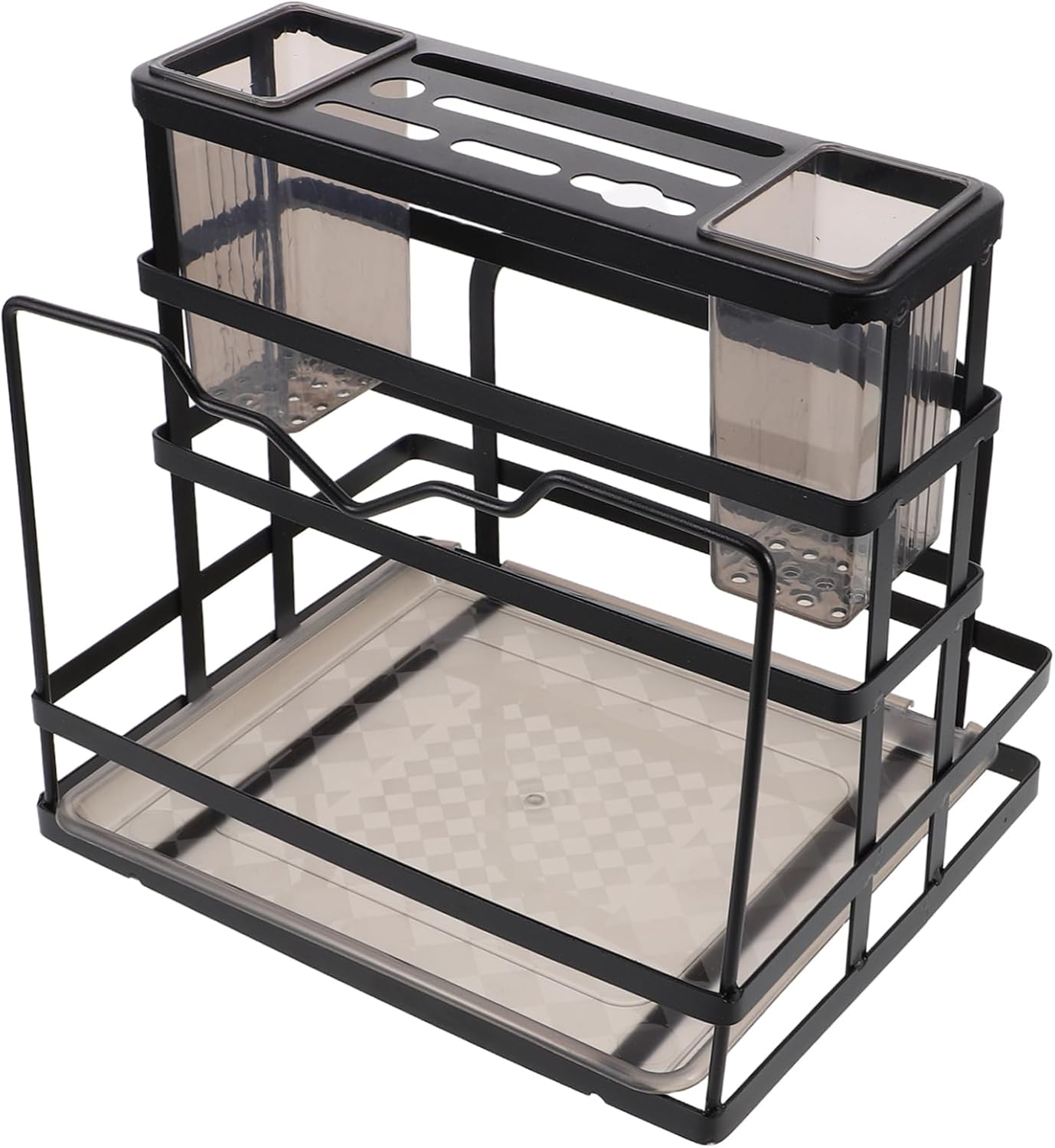 Mobestech 1pcs Carbon Steel Kitchen Storage Rack Cutlery Knife Holder Utensil Holder Stand Multi-functional Knife Rack for Sink Organizer