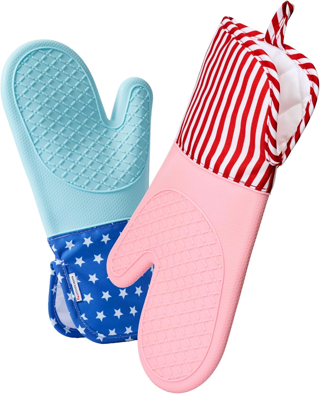 Kitchen Mama UltraShield Silicone Oven Mitts – Heat Resistant, Non-Slip Surface, Durable, Safe, Pot Holders, Flexible Waterproof Glove Set, Perfect for Cooking, Baking, Grilling, BBQ (Yellow)