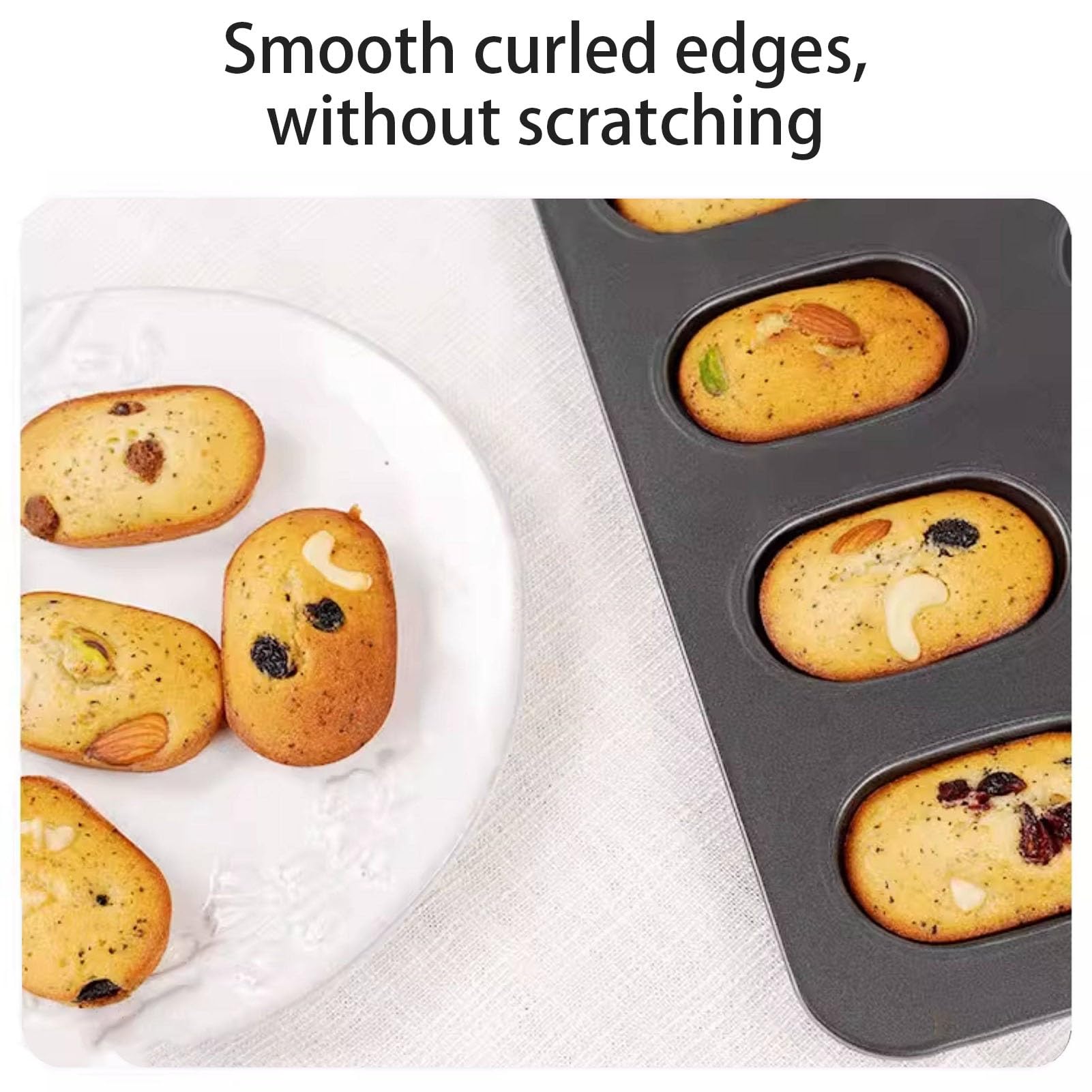 Molde Magdalenas Horno De Acero Al Carbono Con Divisores Ovalado Bandeja Para Hornear Brownie De Cocina Muffin Tray De 8 Cavidades Para Hornear