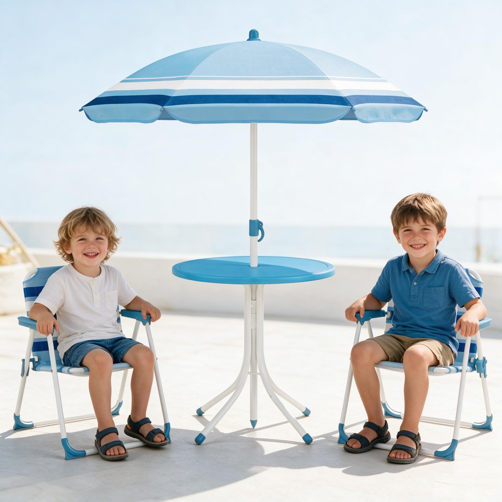 LIFEZEAL Juego Mesa y 2 Sillas Picnic Infantil para 3+ Años (Azul)