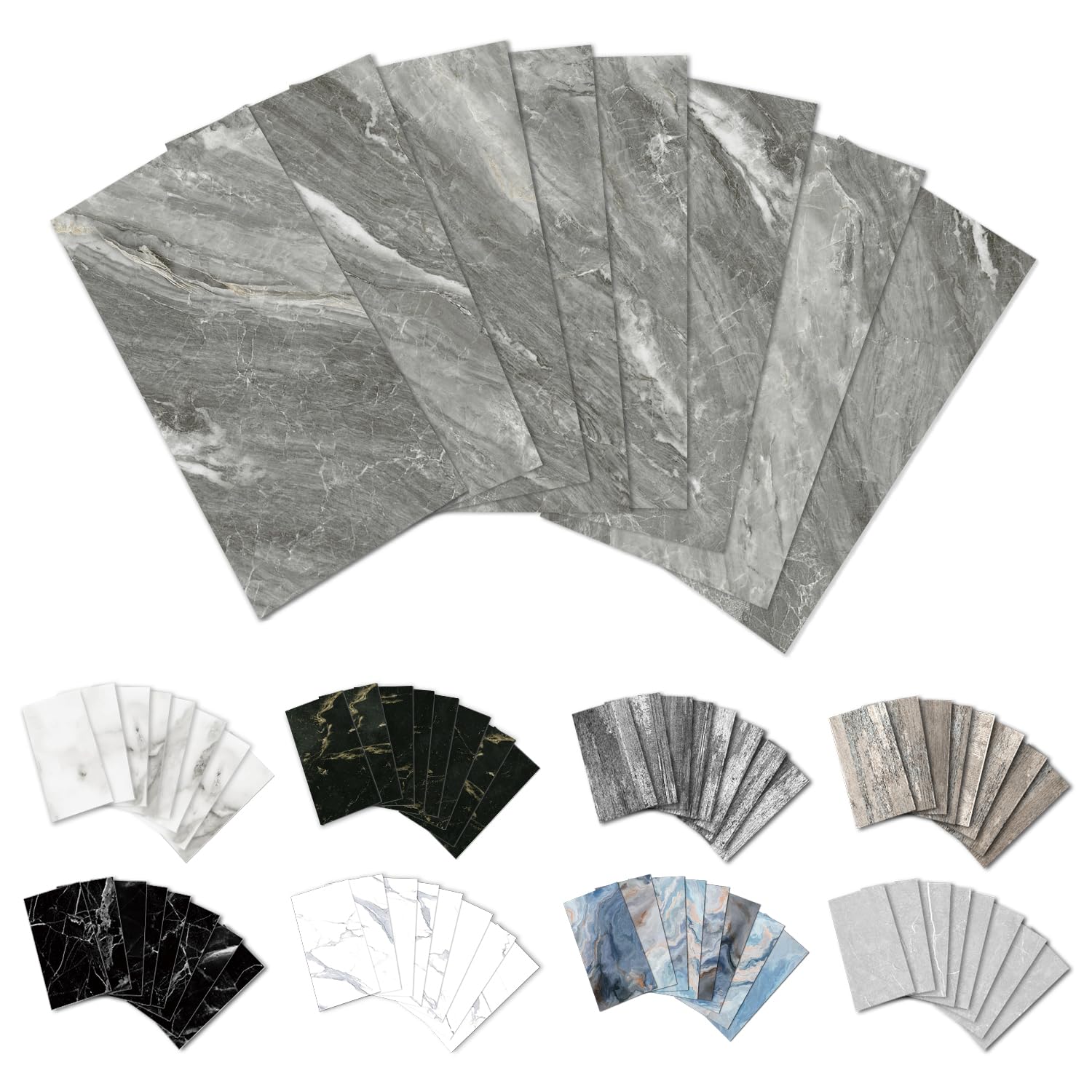 URCOLOR32-Piece Peel and Stick Backsplash Wall Tile, 4"x 8" PVC Glossy Dark Gray Marble Stick on Subway Tiles for Kitchen, Bathroom, Laundry Room, Camper, Fireplace