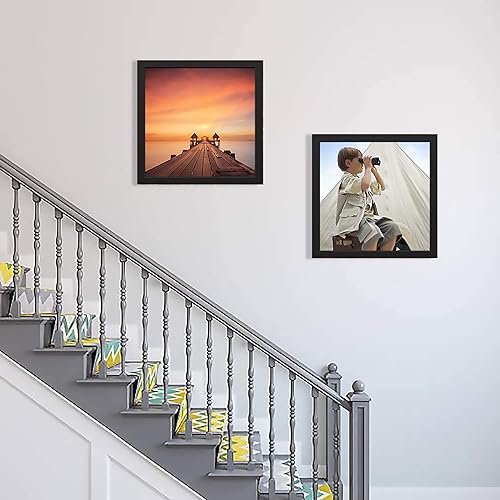 Miniatura 7 de Nohouis Marco de fotos familiar de 9 x 9 pulgadas para colgar en la pared, marco de fotos familiares de madera para sala de estar, marco de collage