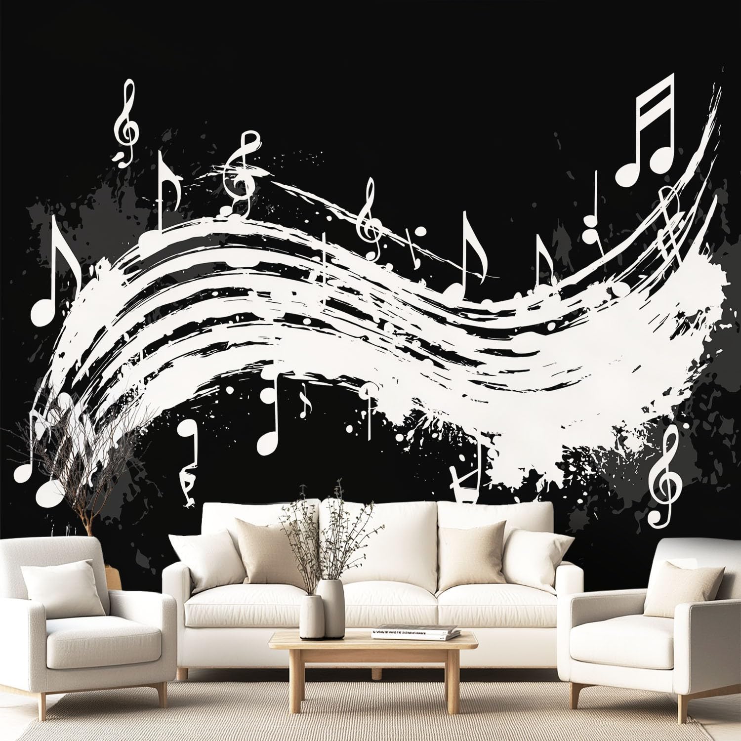 Panoramiczne 3D niestandardowe kolorowe tapety murale, muzyka, rockowe murale ścienne, fala, klepka, nuta muzyczna salon kuchnia jadalnia sypialnia 350 x 256 cm