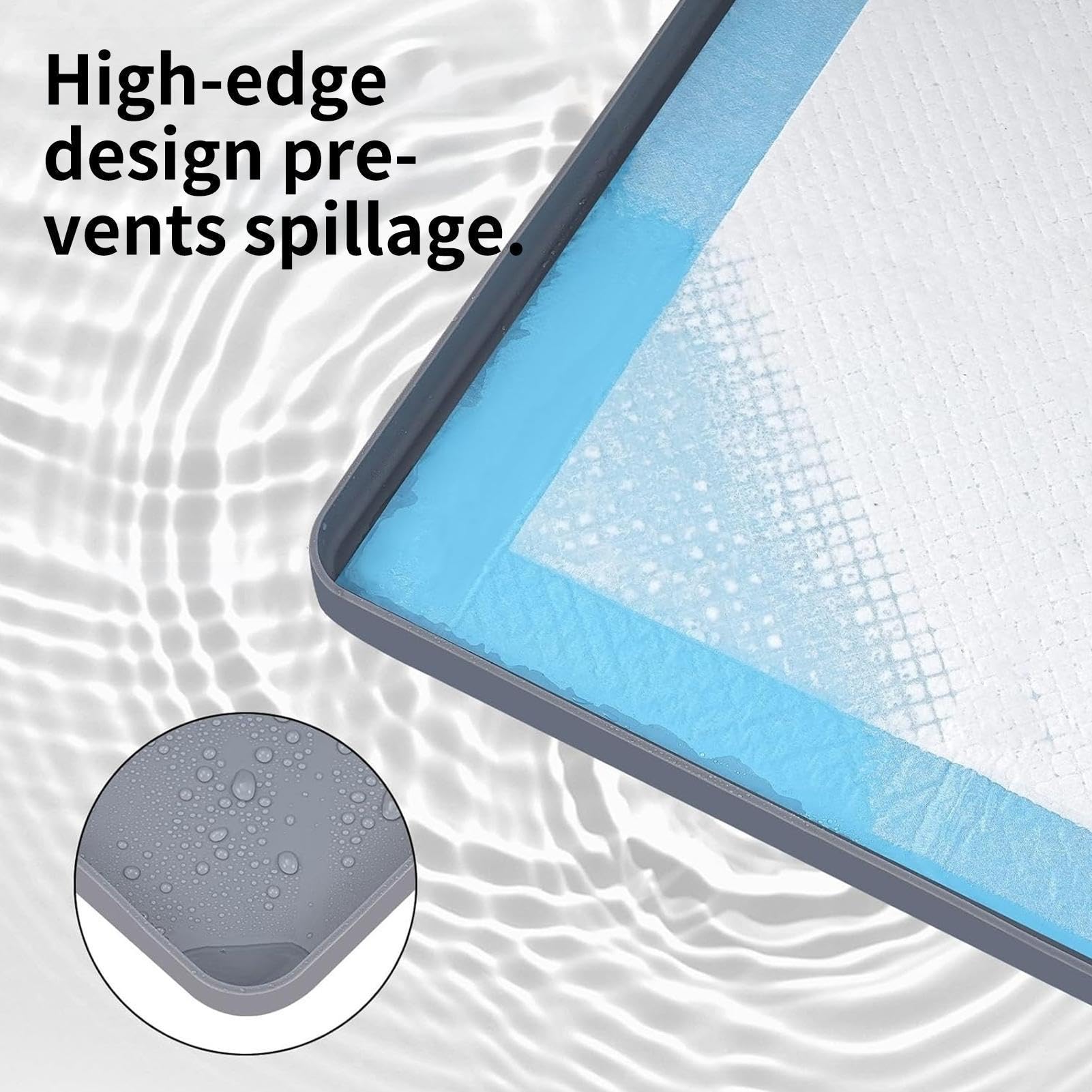 Porte-tapis pour chien - Plateau avec tapis de toilette pour chien - Plateau avec bord surélevé pour la serviette de - pour une utilisation en intérieur, salle de bain, balcon, appartement, patio