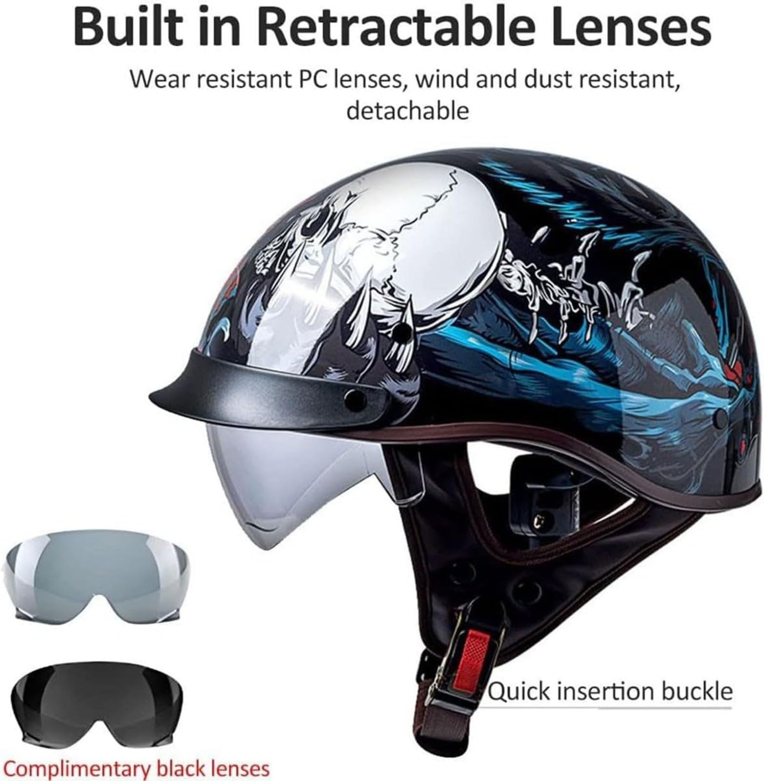 Casque Bol Moto Homologué ECE Vintage Mobylette ​Demi Jet Casque de Moto à Face Ouverte Cour Cruiser Dapté à La Conduite en Extérieur