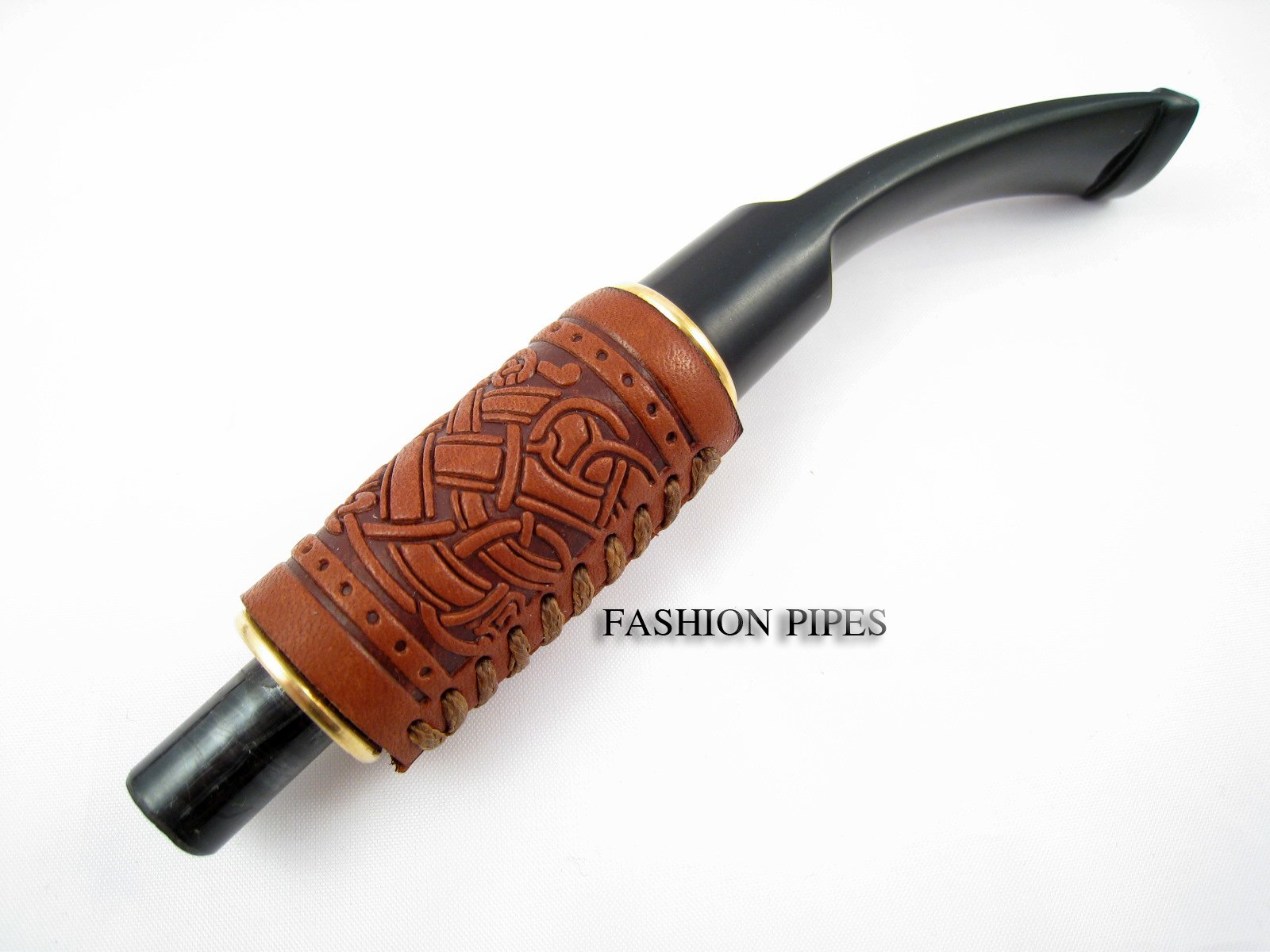 Churchwarden "NORDIC" - Pipa de tabaco de madera decorada con cuero, hecha a mano para fumar pipa de madera de pera de 13 pulgadas, diseñada para fumadores de pipas