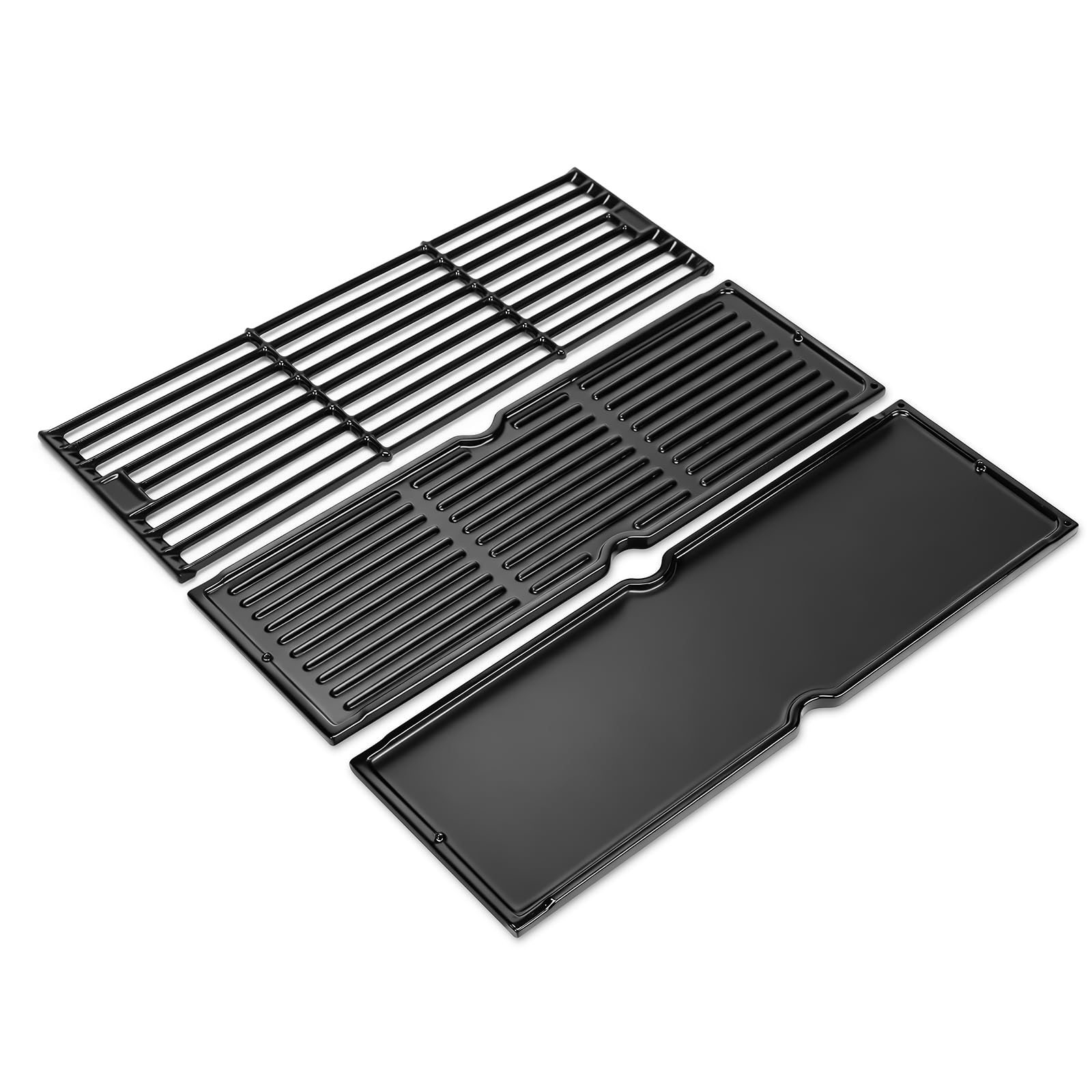 Utheer Porcelain Coated Cast Iron Grill Grates & Griddle for Char-Griller 5050 5650 3008 5252, Replacement Grill Grates with Reversible Griddle Plates, Fits Char Griller and King Griller