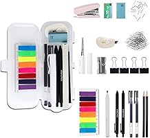 Kit de fournitures de bureau 123 pi&egrave;ces avec organisateurs de bureau, kit de papeterie de bureau, kit de fourniture de mini bureau comprend une agrafeuse, des clips en papier, des broches &agrave; pousser, des surligneurs pour les accessoires de bureau, des fournitures scolaires