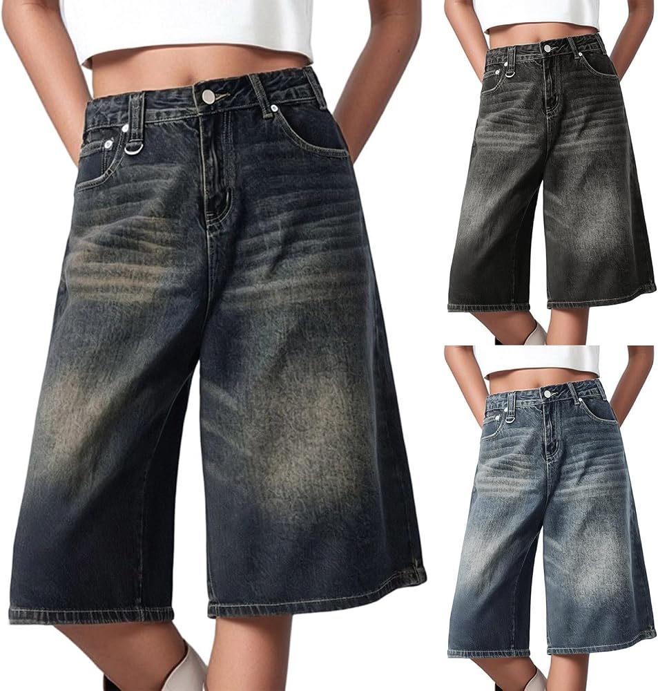 Pantacourt Cargo Baggy Marine Taille 46-48 - Occasion Parfait état - Style Chic Décontracté Femme