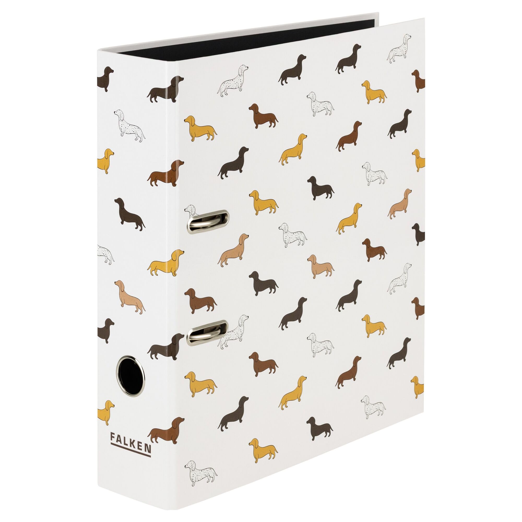 Falken Folder with Dachshund Motif, Made in Germany, 8 cm, DIN A4, Black Paper Inside
