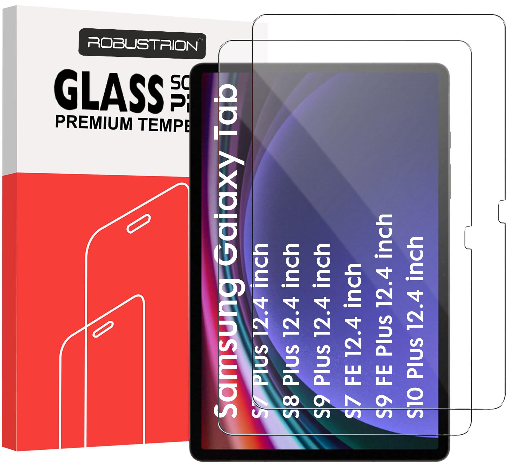 Robustrion 2 Pack Tempered Glass for Samsung Galaxy Tab S9 FE Plus / S9 Plus / S10 Plus / S8 Plus / S7 FE 12.4 inch Screen Protector Guard for Samsung S9 FE+ / S10+ / S9+ / S8+ / S7+/ S7 FE Tablet (B09HH72R1Y) Amazon Price History, Amazon Price Tracker