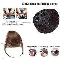 Vista 2 de Flequillo 100% de cabello humano, extensiones de cabello, flequillo francés, fleco con sienes, extensiones de cabello curvadas para mujer