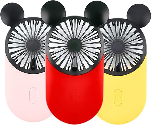 Miniatura 1 de Kbinter Mini ventilador personal de ratón lindo, ventilador USB de mano recargable, 3 velocidades de viento ajustables y diseño portátil, tamaño de