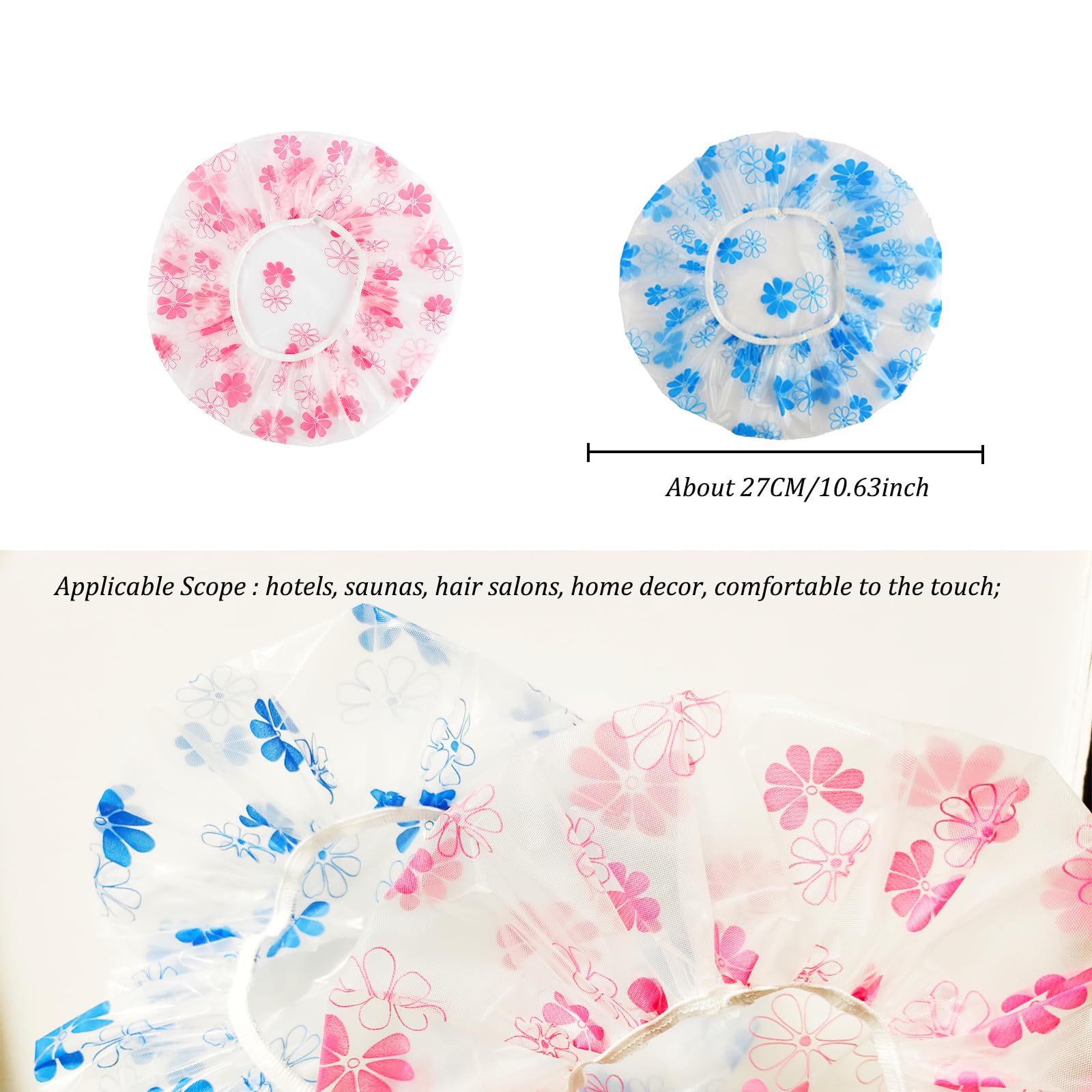 MeeShirer 8 Pcs Flower Shower Cap Reusable-Waterproof Durable EVA Shower Caps for Women Floral Bath Caps Elastic Hair Beauty Caps for Shower/Skin Care/Cooking