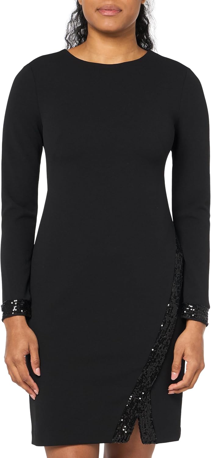 DKNY Womens Desk to Dinner Sequin Detail Long Sleeve Dress - Image 4