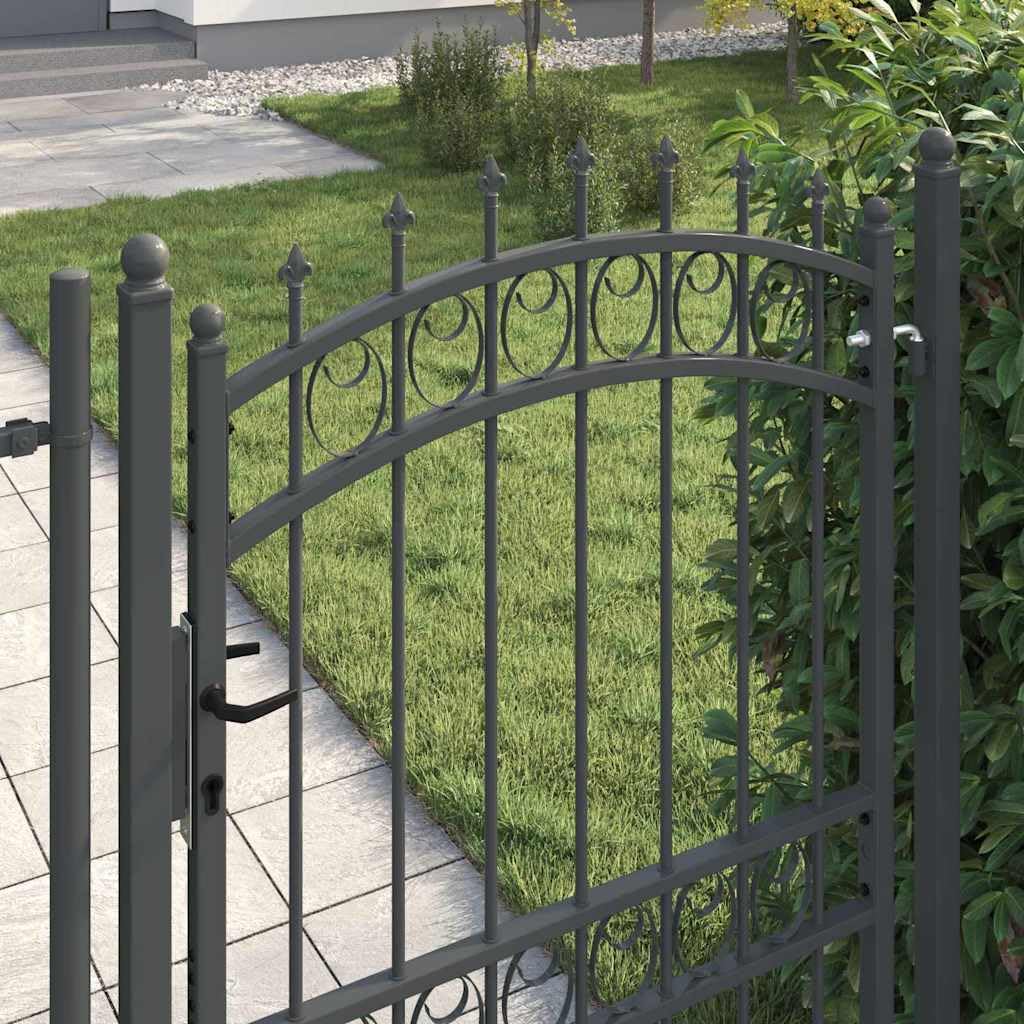 Brama ogrodowa EMMEN 170 x 100 cm ze stali malowanej proszkowo – stabilna metalowa brama do ogrodu i na taras ze słupkami i zamkiem