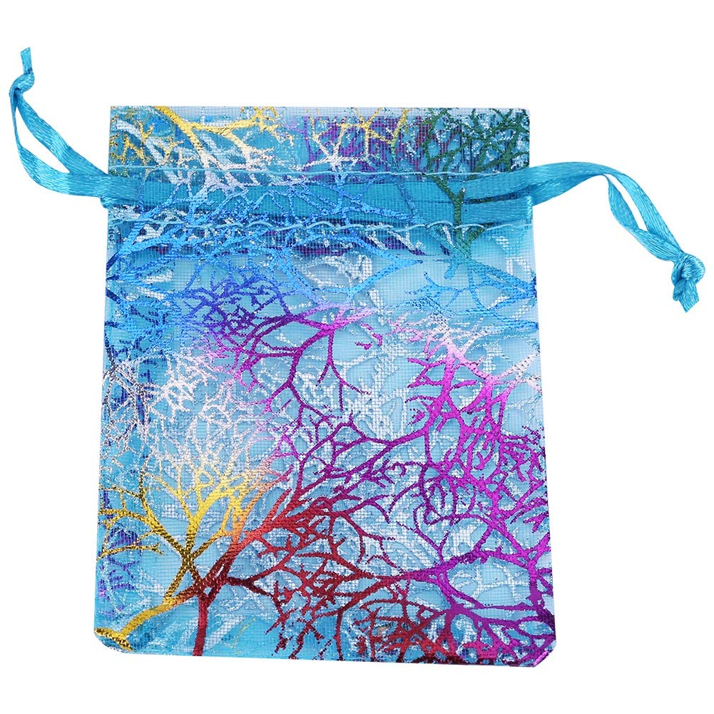 Flyott 50 Pcs Coralline Motif Organza Sacs Pochettes Wrap Avec Cordon