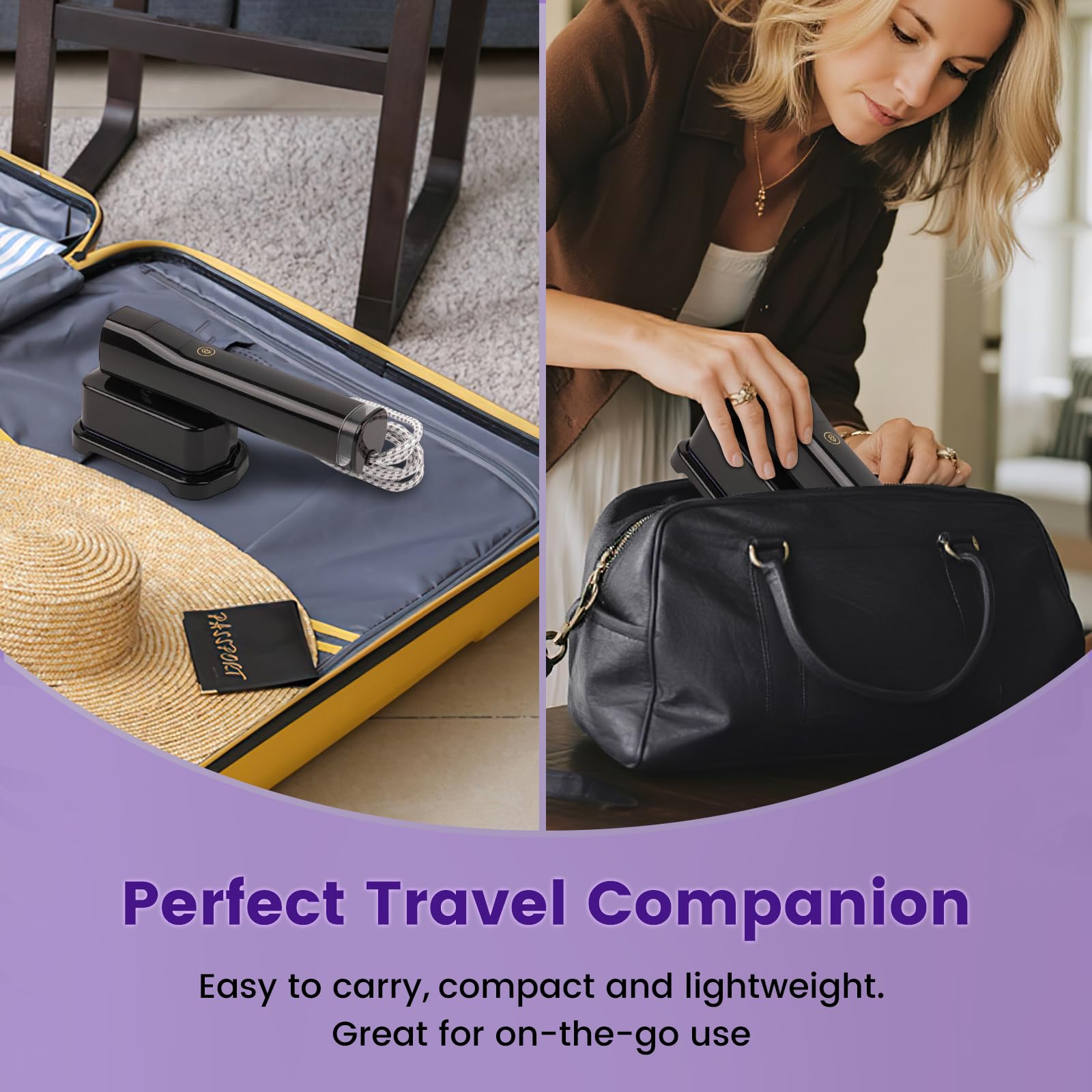 Vaporizador portátil para ropa, vaporizador portátil de visualización LCD de viaje, tres funciones opcionales, voltaje de 1200 W, fuerte plancha de vapor dos en uno, tanque de agua
