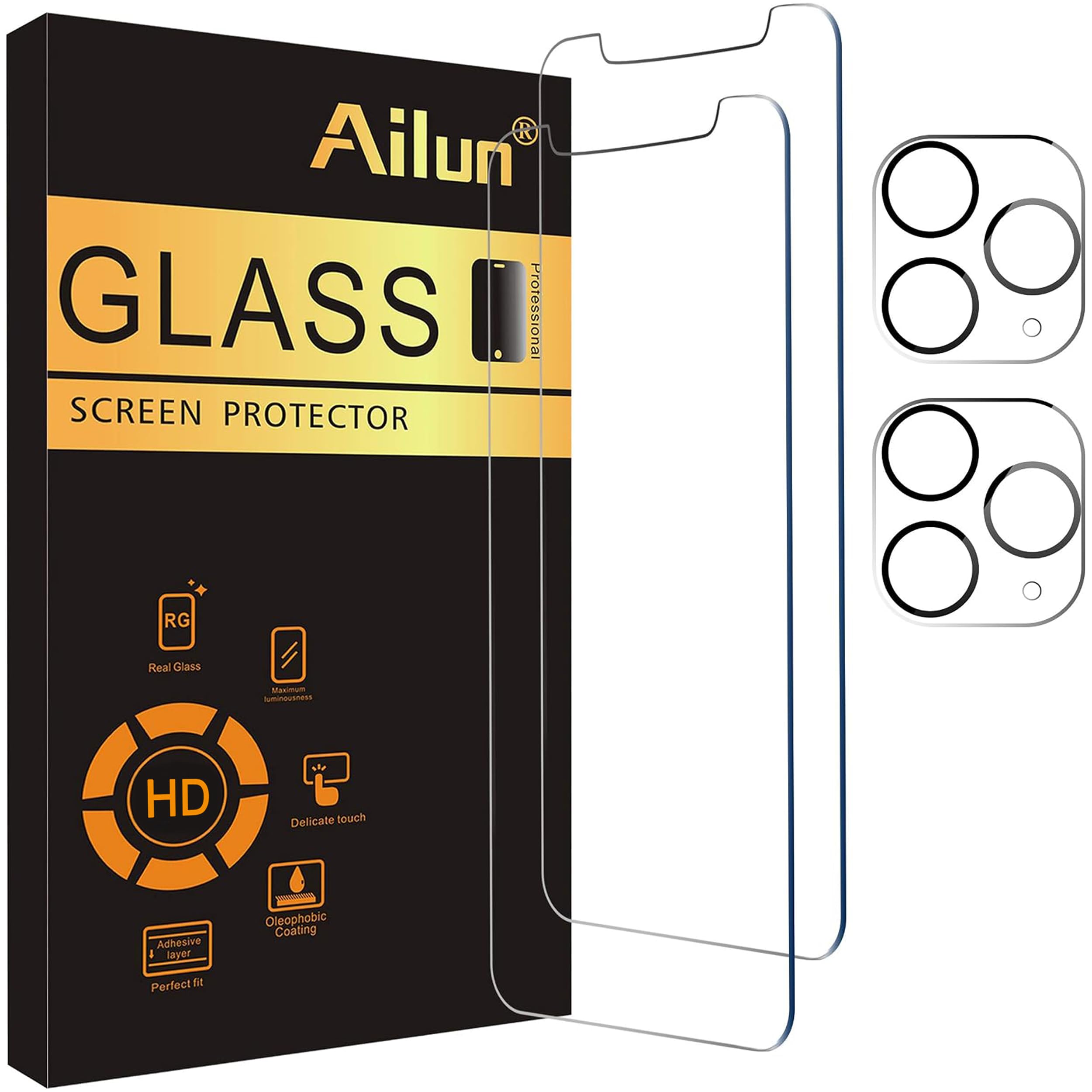 Ailun Screen Protector+Camera Lens Protector for iPhone 11 Pro, 2+2 Pack