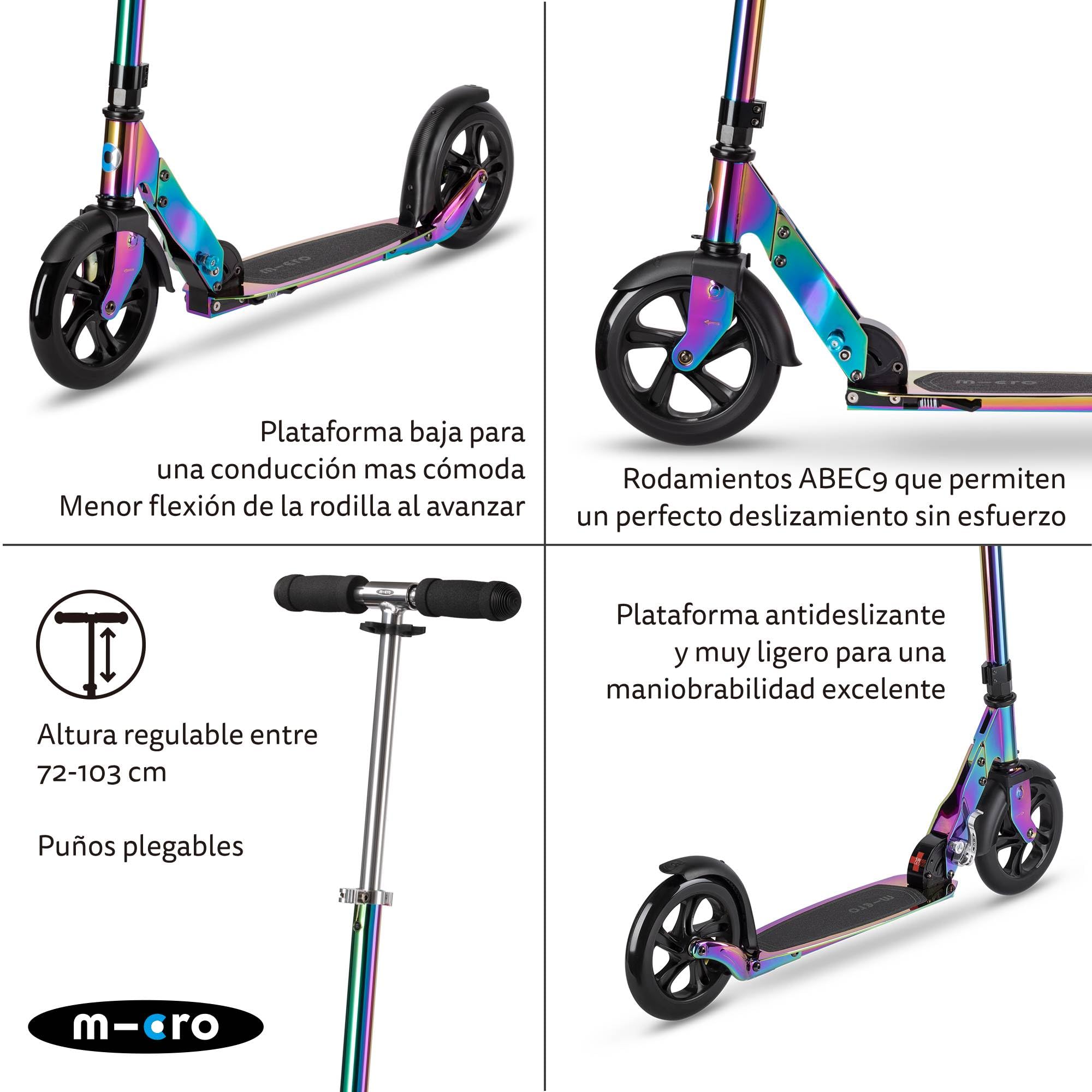 Micro® Classic El Original | Patinete 2 Ruedas 200mm PU Rodamientos ABEC9 | Deslizamiento Suave sin esfuezo | Muy Ligero y Elegante | Scooter Plegable y Duradero | Jóvenes y Adultos