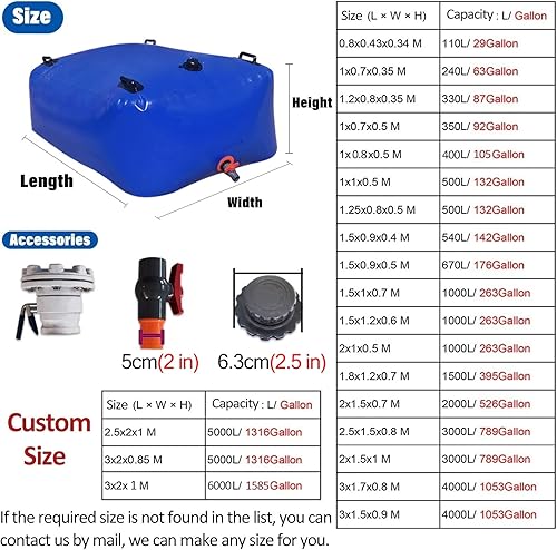 Miniatura 3 de ZAQYCM Depósito de agua de PVC suave con válvula de drenaje, depósito de agua plegable para regar plantasinvernaderos, sistema de bolsa de