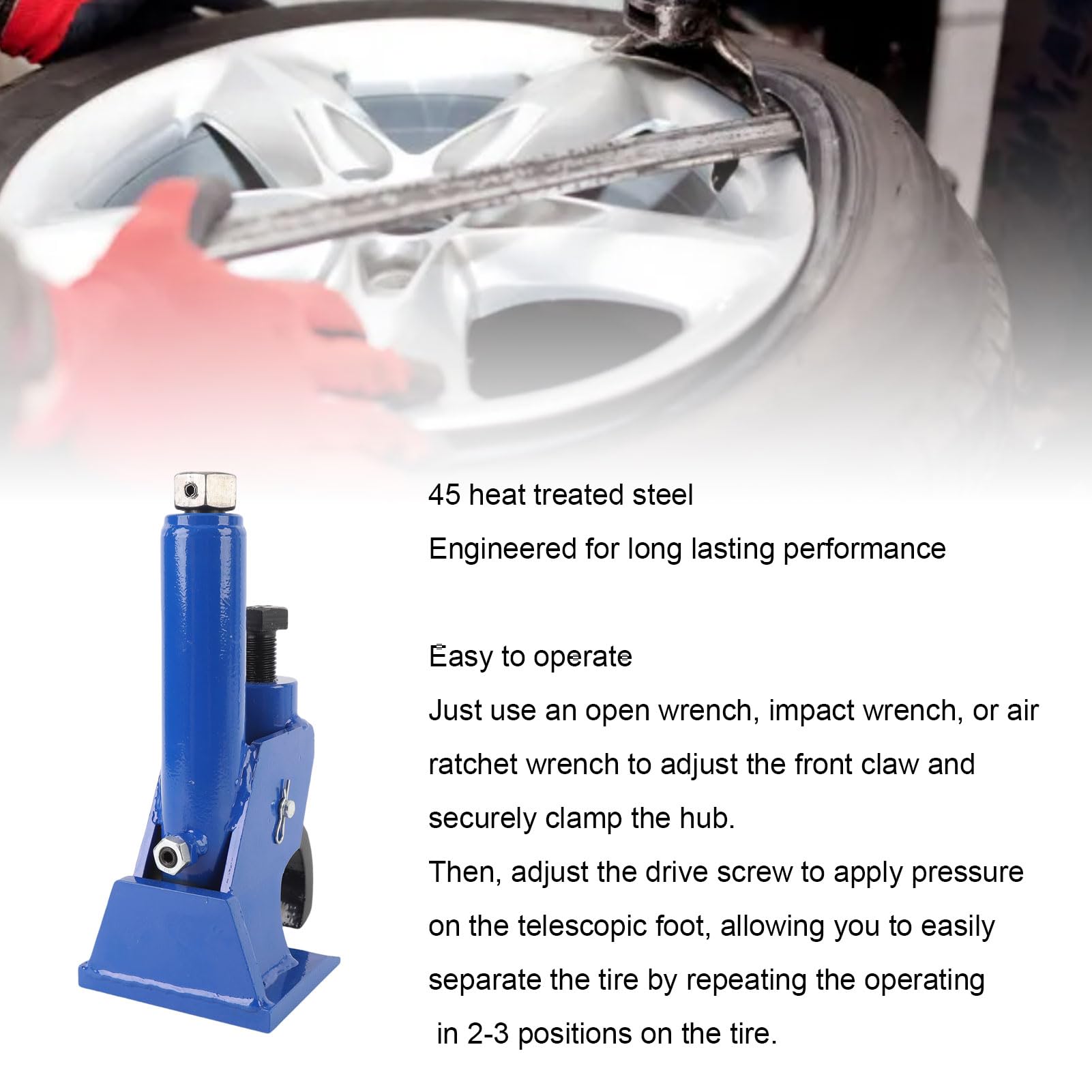 Heavy Duty Manual Tire Bead Breaker, 45 Heat Treated Steel Adjustable Hammer Changer for 38in 42in Tires ATV Tractor Car Motorcycle, Effort-Saving Tool with Rubber Pad