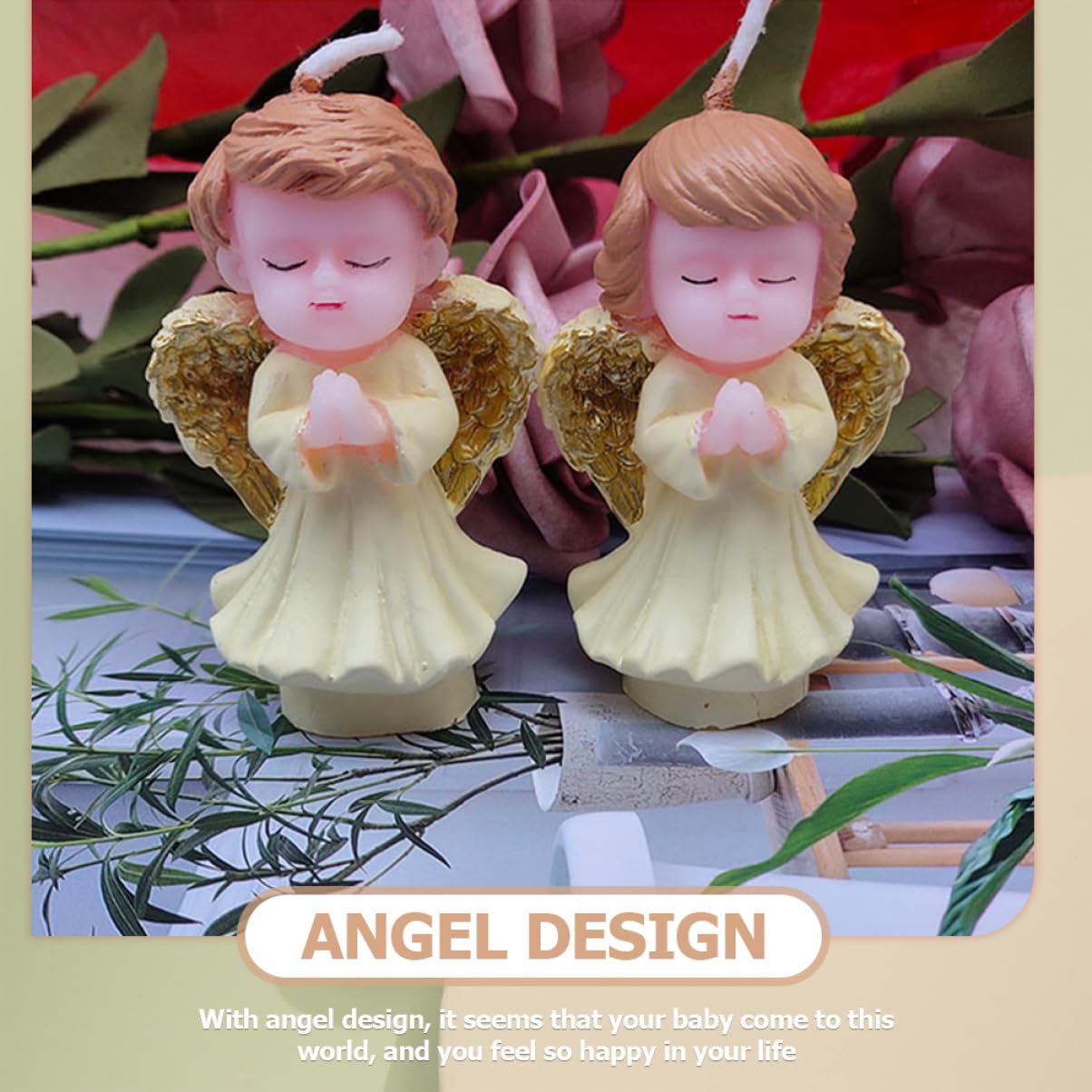 Gatuida 4 Velas de Ángel para Decoración Creativa y Divertida para Tartas de Cumpleaños Infantiles Hechas de Parafina en Fiestas y Postres