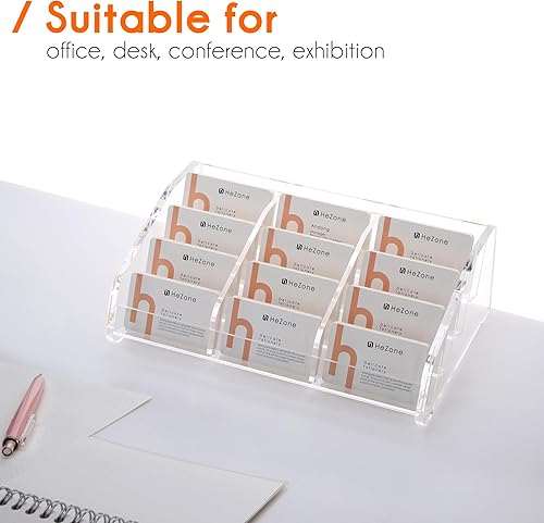Miniatura 4 de Soporte para tarjetas de visita para escritorio, acrílico transparente, soporte para tarjetas de visita para mujeres y hombres, 12 ranuras de 4