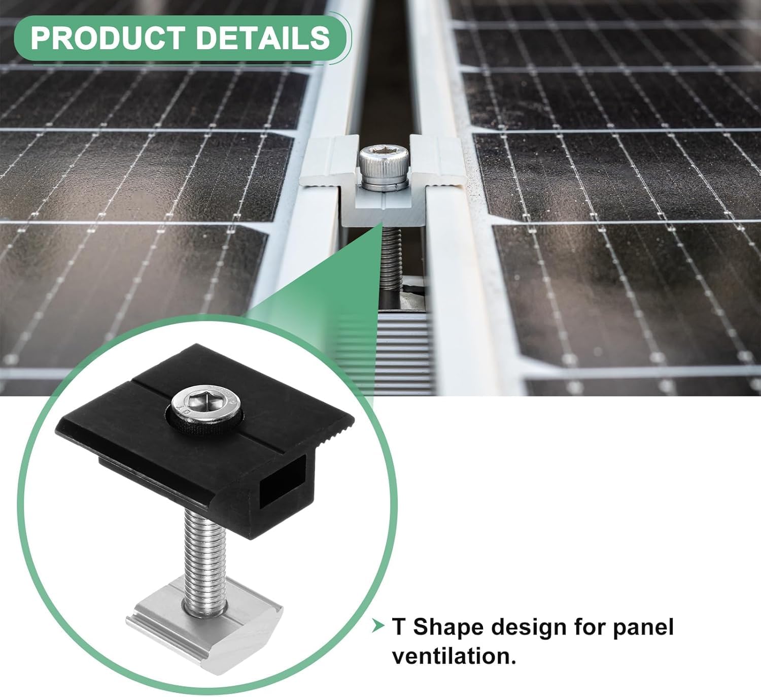 4 Stück Mittelklemme 30mm, Verstellbare Solarpanel Verbinder, Aluminium Modulklemmen Solar Photovoltaik Klemmen Solarmodul Halterung Mittelklemme für Sichere Befestigung von Solarpanels