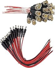 APPSTER BNC Connector With Copper Wire 16cm & DC Power Pigtail Male 16cm Cables With 2.1mm Connectors Barrel Jack For Cctv Camera Surveillance (5pcs Each (Total 10pcs)