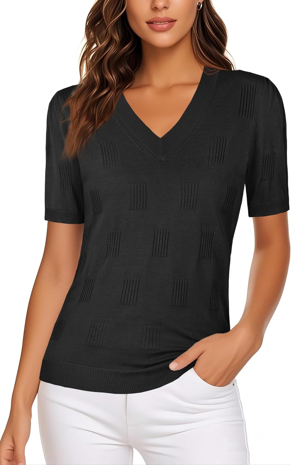 Ninedaily Women's Tops Short Sleeve Sweater Knit T-Shirts Dressy Casual Blouses