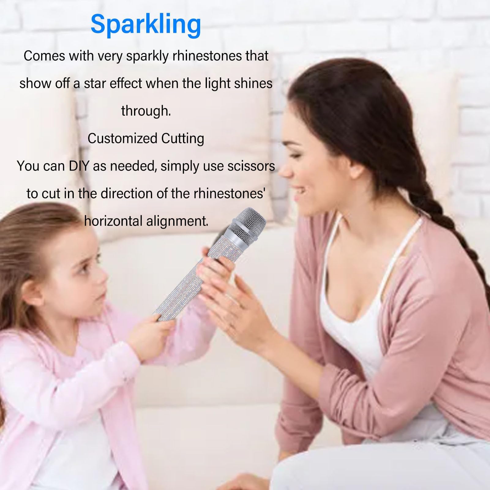 Housse Décorative Brillante pour Microphone, étui de Micro en Cristal pailleté, Housse de Microphone sans Fil à Paillettes, Scintillants, Protection de Manche de Micro