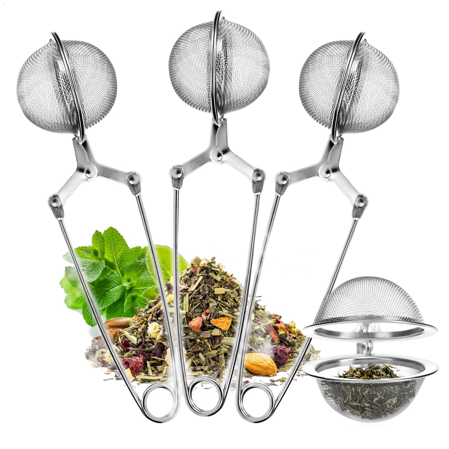 Colador de té de acero inoxidable 3 piezas - Infusor de té en forma de bola - Filtro de té de malla fina