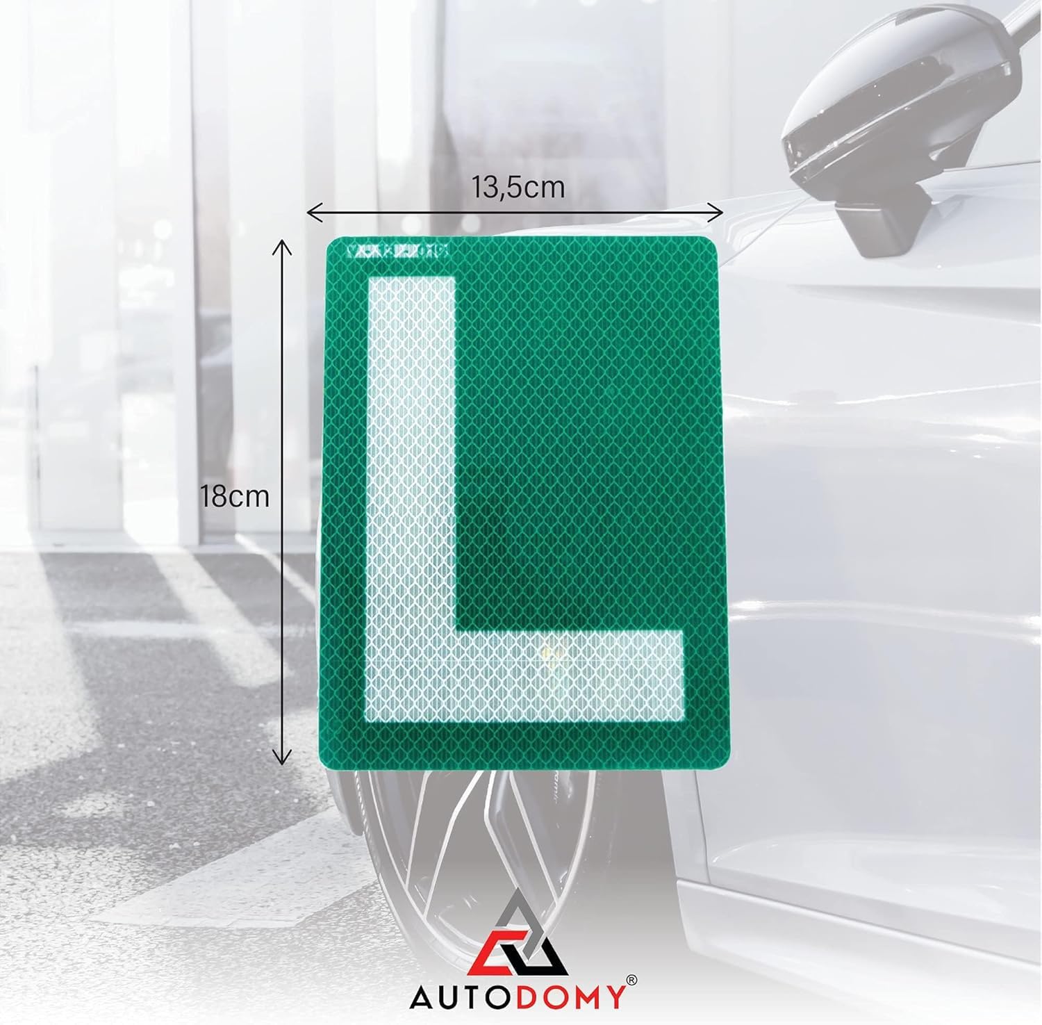 Autodomy Placa L Novel Cristales Tintados Pack 2 Unidades | Pegatina L Homologada Exterior | L para Lunas Tintadas es Reflectante | Homologada por la DGT — view 3